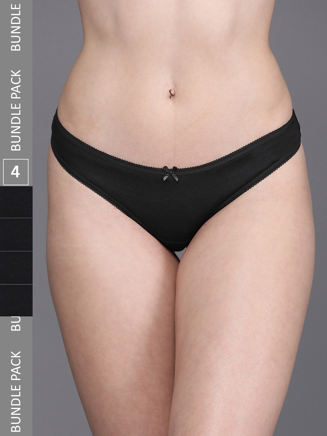 NEXT Pack Of 4 Black Low-Rise Solid Thongs  C16309