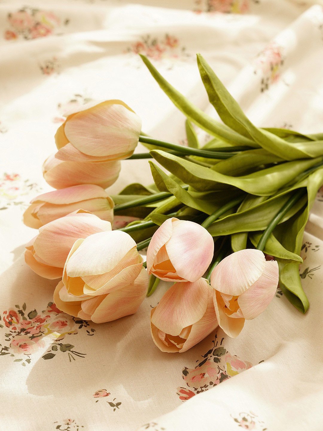 Pure Home and Living Yellow & Green Single Faux Tulip Spray Artificial Flower