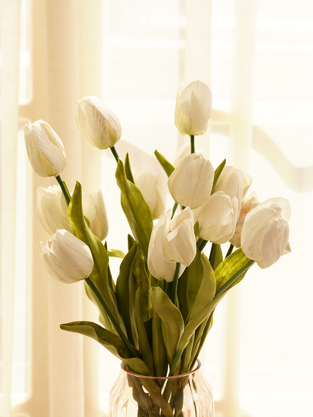 Pure Home and Living White & Green Single Faux Tulip Spray Artificial Flower
