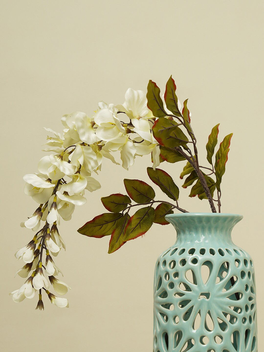 Pure Home and Living White Bean Artificial Flower Stem