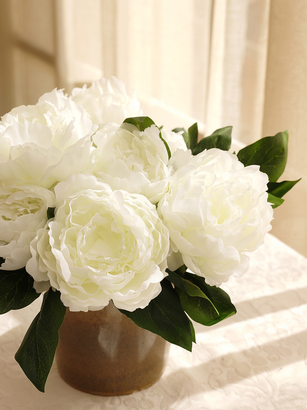 Pure Home and Living White Faux Peony Flower Without Pot