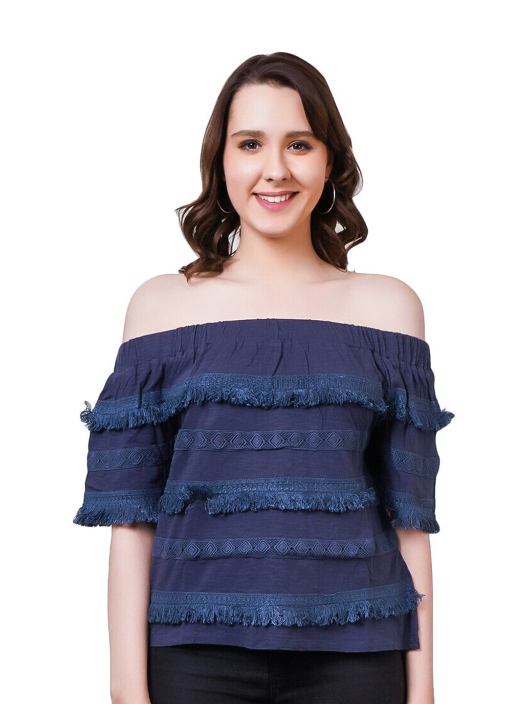 NUEVOSDAMAS Off-Shoulder Cotton Regular Top