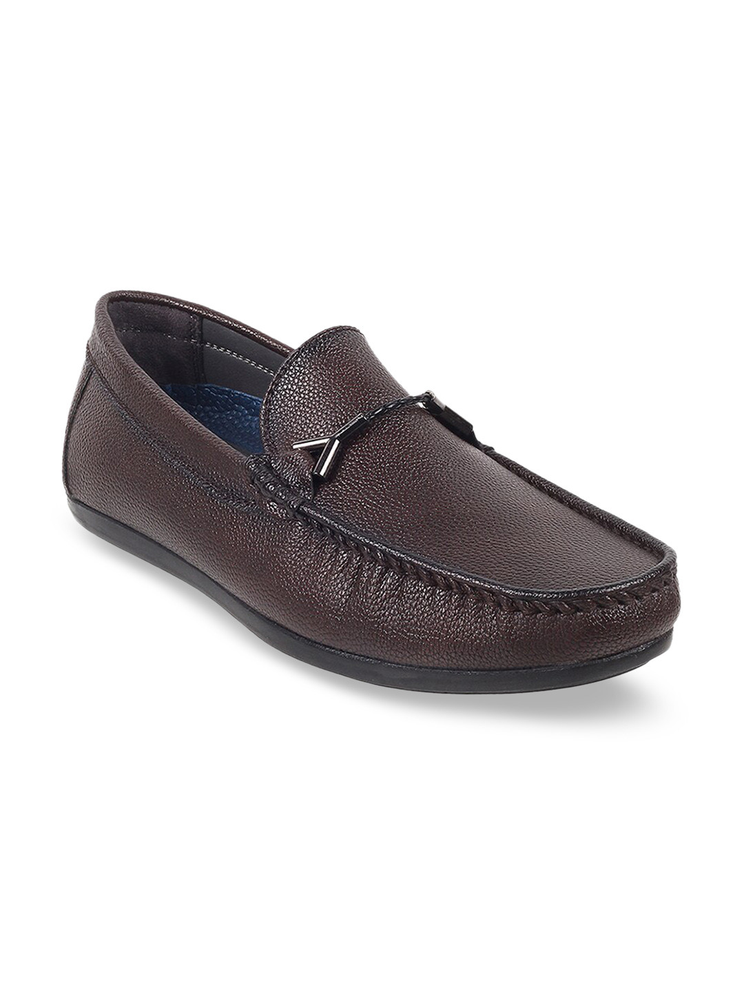Mochi Men Textured Leather Horsebit Loafers
