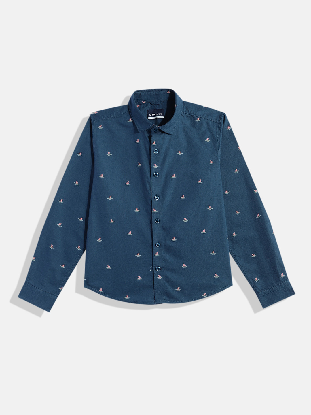 M&H Juniors Boys Conversational Opaque Printed Pure Cotton Casual Shirt