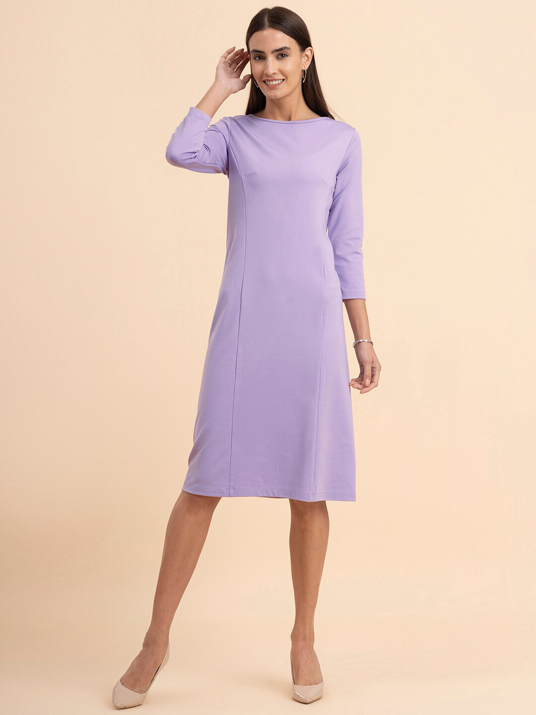 FableStreet Sleeveless Boat Neck A-Line Women Dress