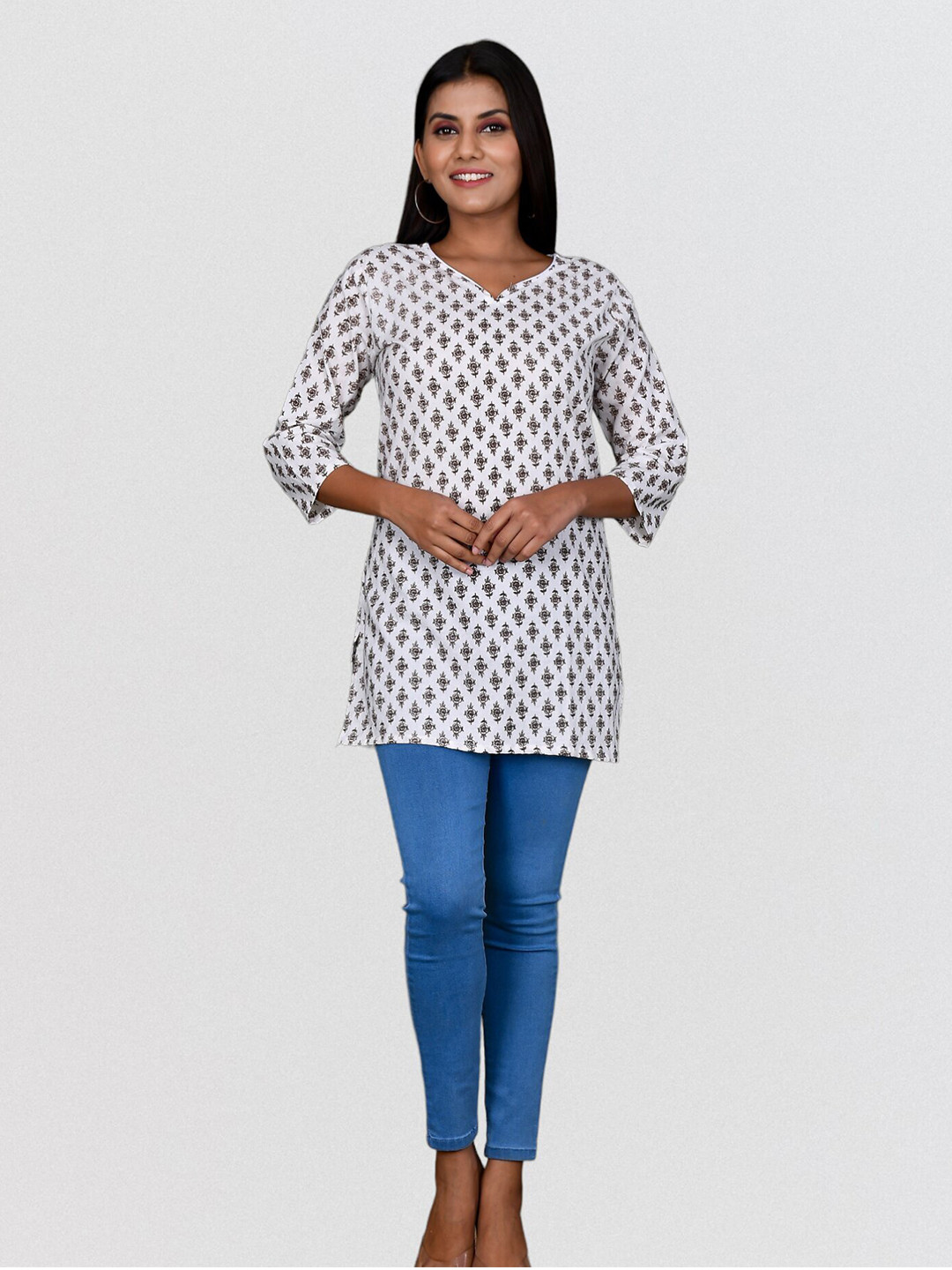 Kesarya Ethnic Motifs Printed Pure Cotton Kurti