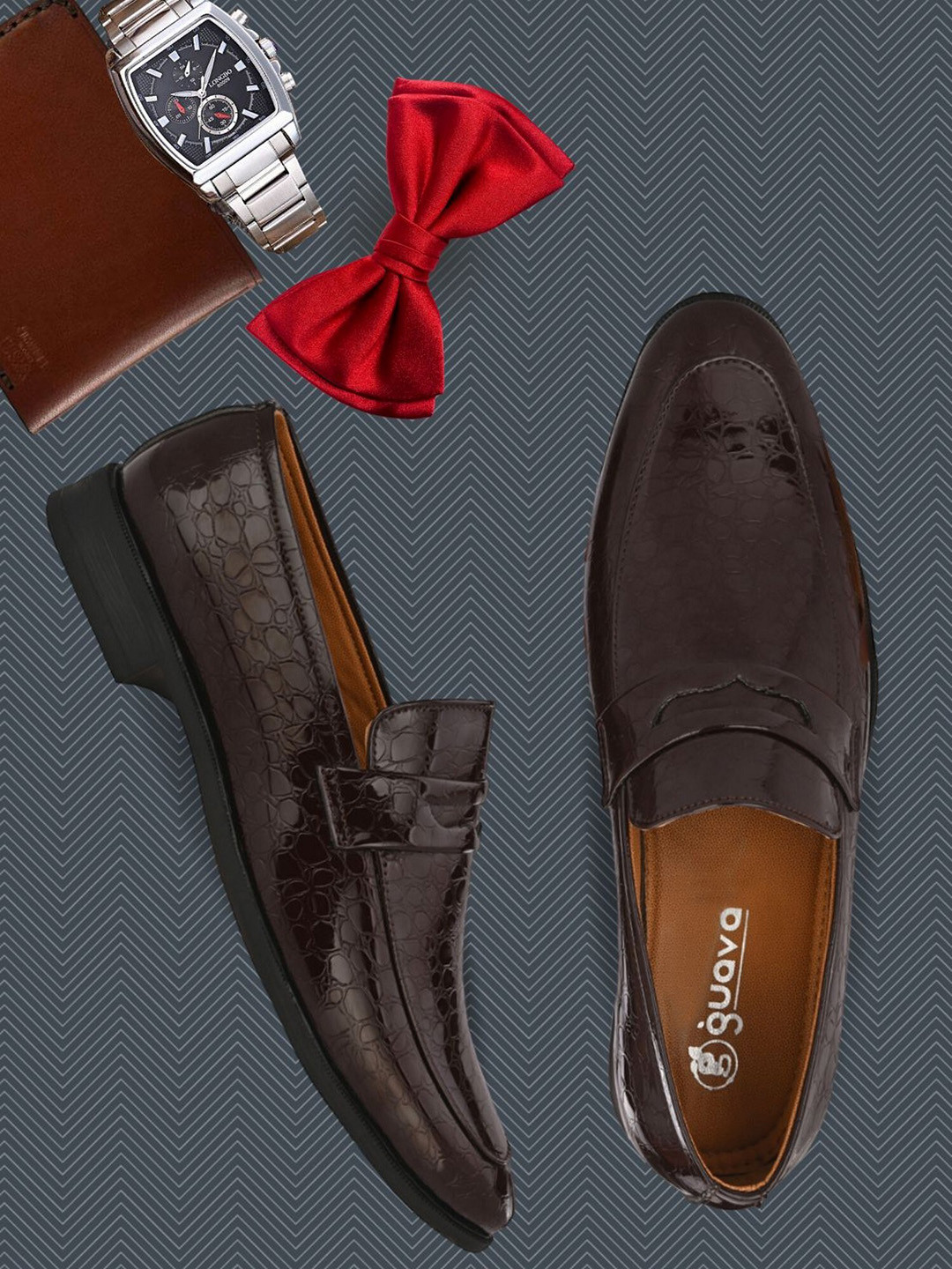 Guava Men Textured Formal Loafers