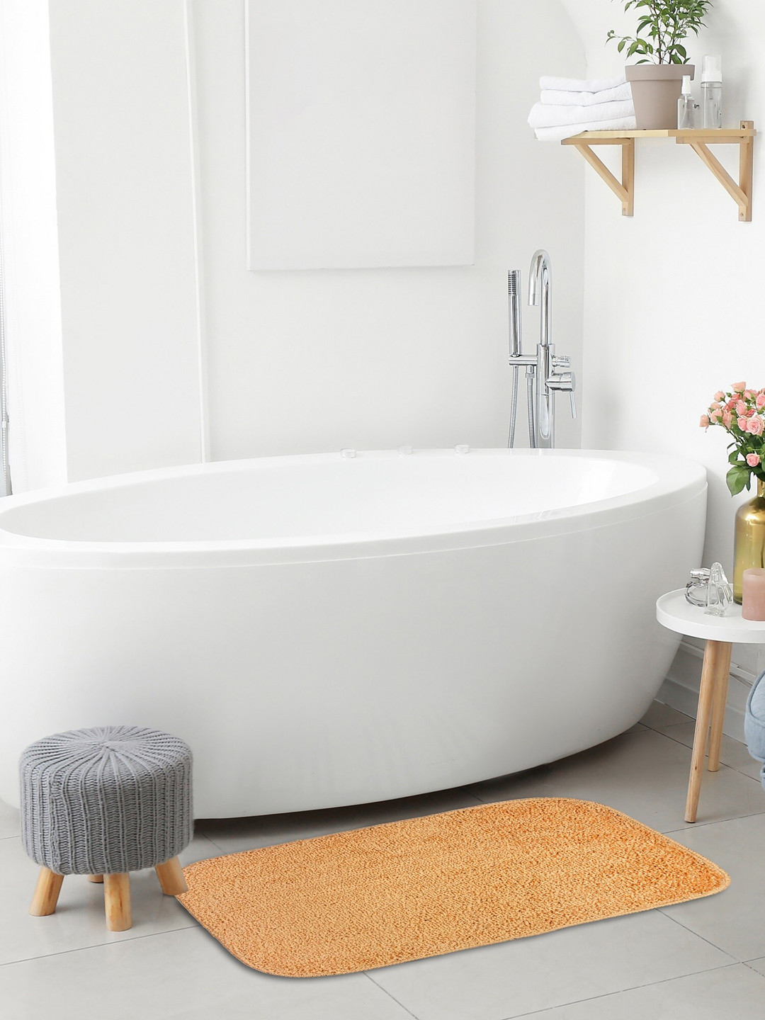 HOMEMONDE Beige 2 Pcs Textured 2000 GSM Anti-Slip Rectangular Bath Rugs