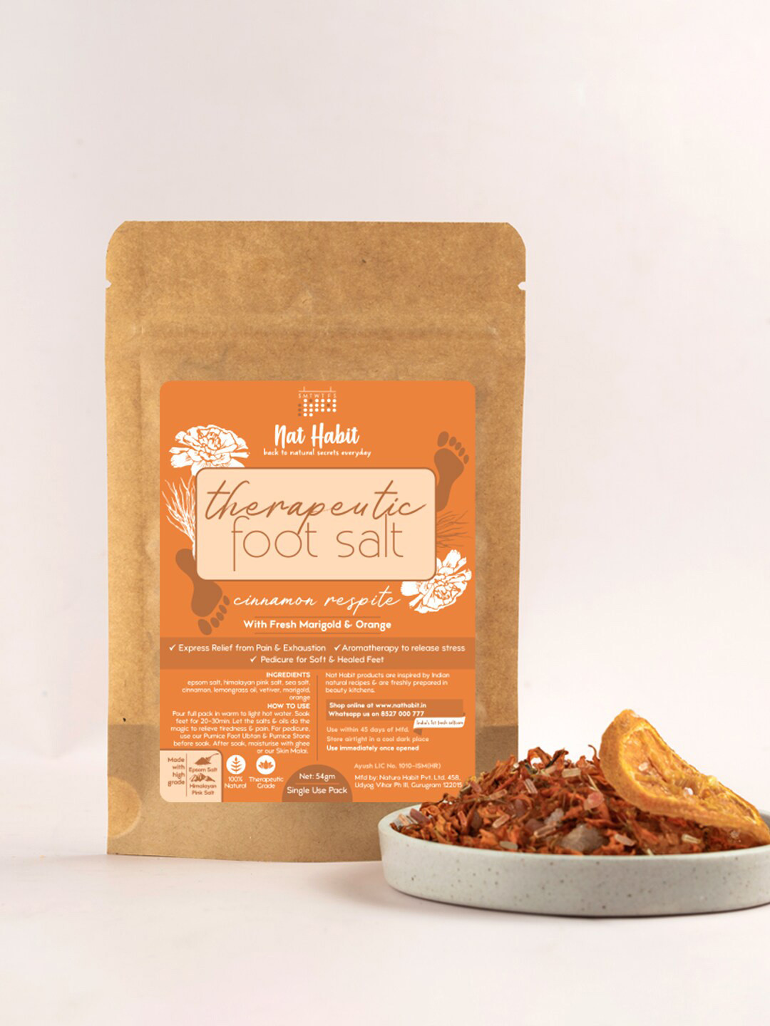 Nat Habit Therapeutic Set Of 4 Fresh Cinnamon Respite Foot Salt-54 gm Each