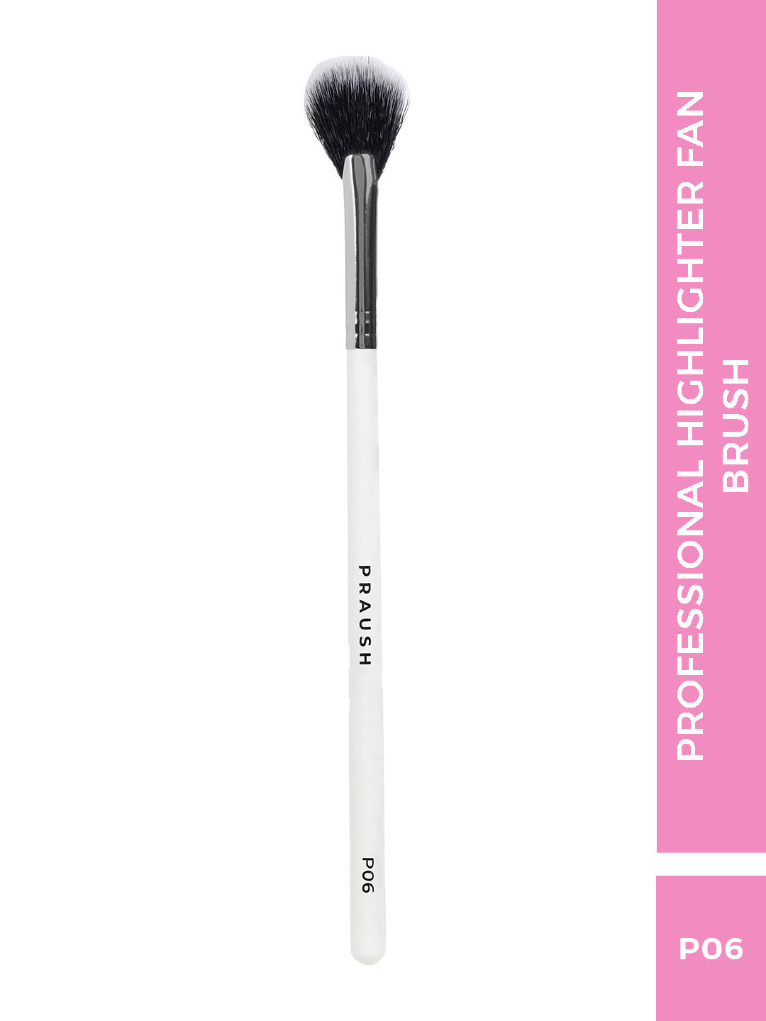 Praush Cruelty Free & Vegan P06 Professional Highlighter Fan Brush - White