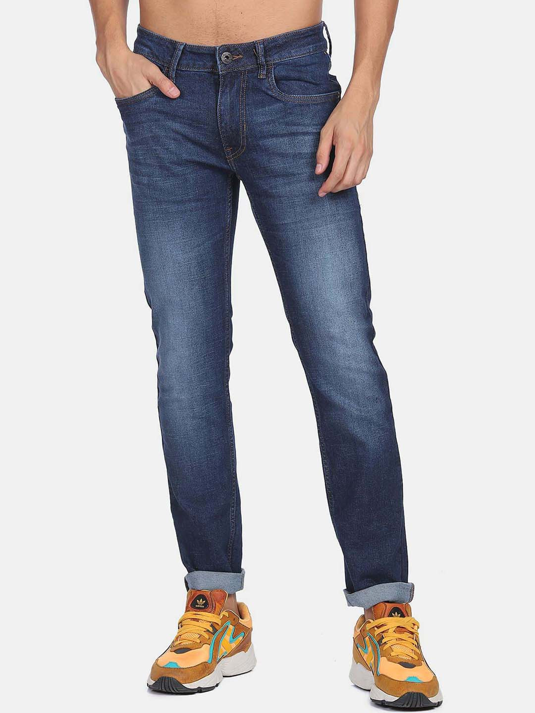 Flying Machine Men Tapered Fit Clean Look Light Fade Jeans