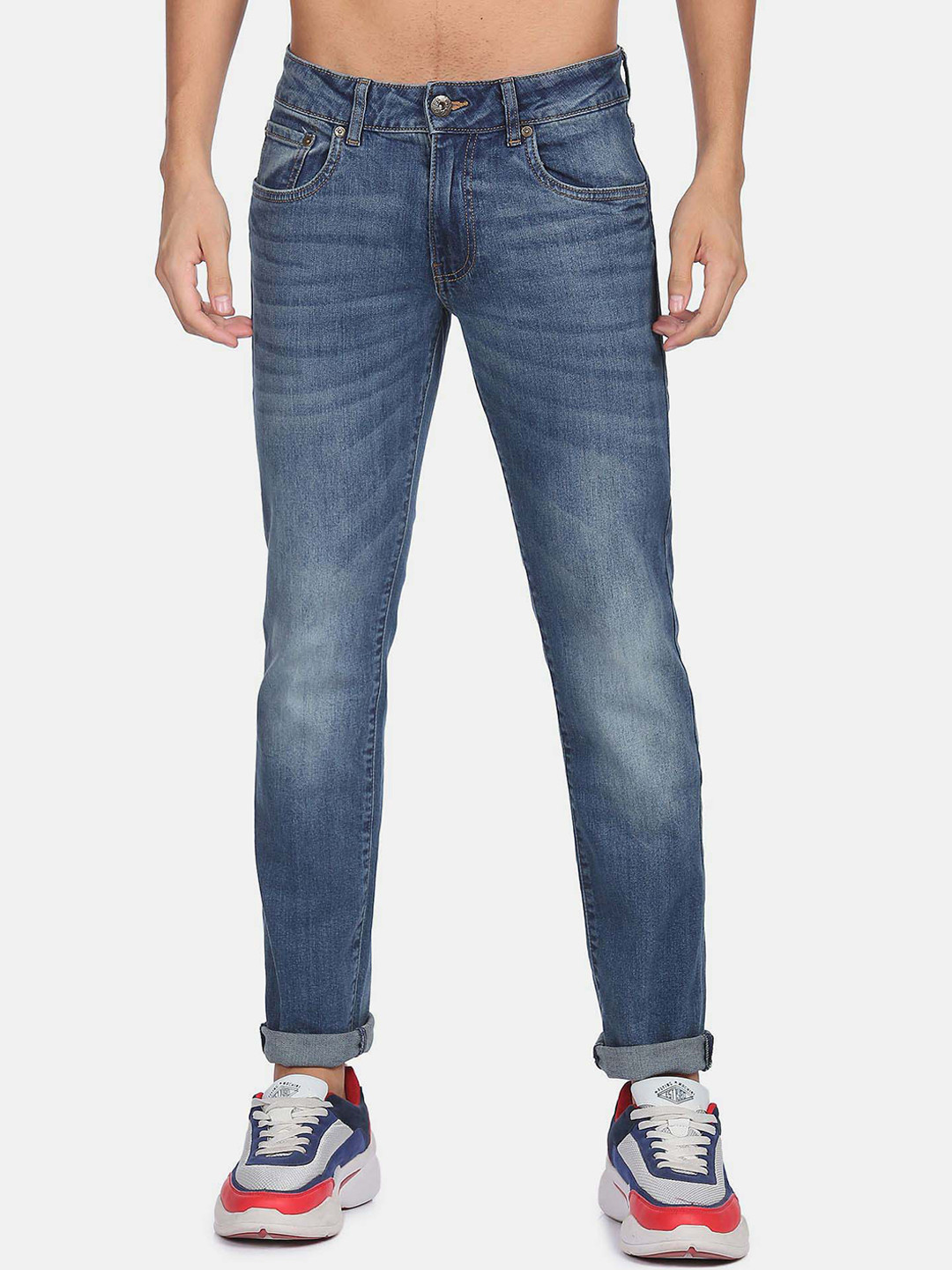 Flying Machine Men Slim Fit Low Distress Light Fade Jeans