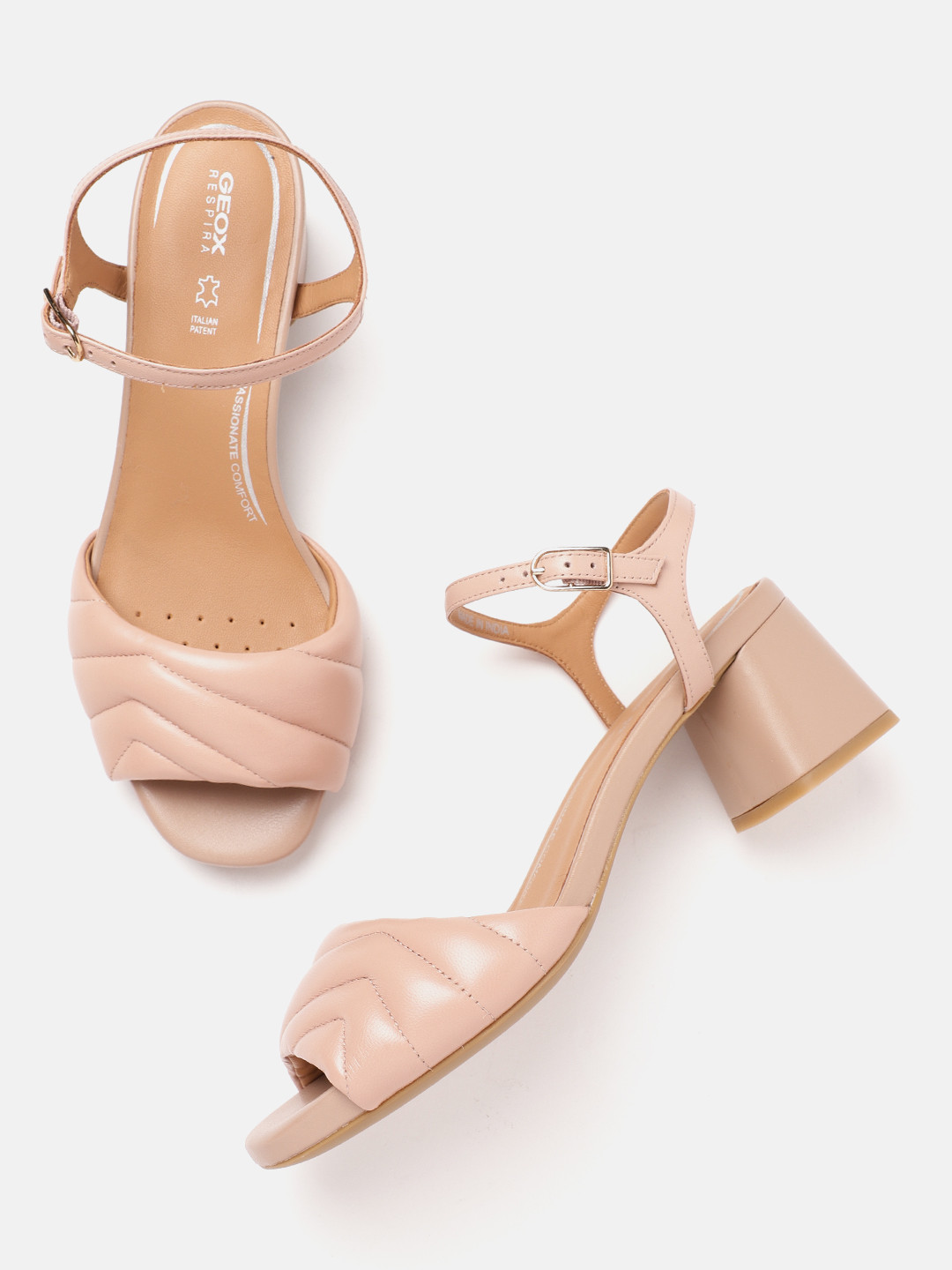 Geox D Genziana Mid Women Textured Leather Block Sandals