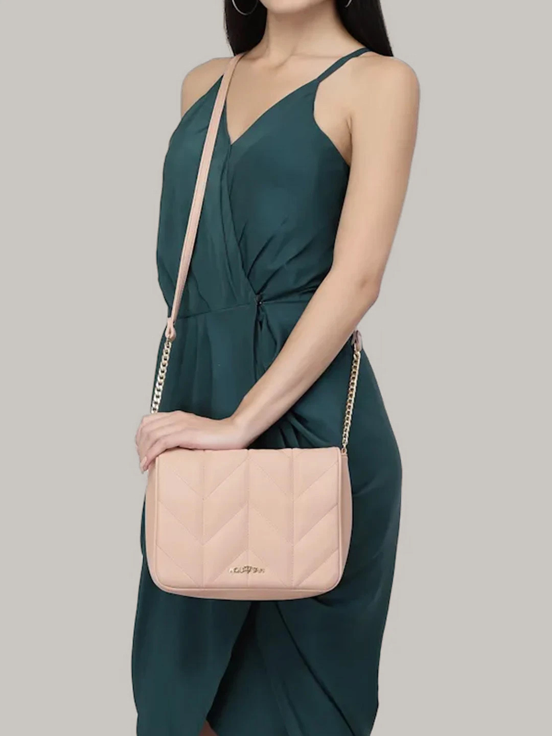 AQUATAN Flap Over Quilted Pu Crossbody Sling Bag