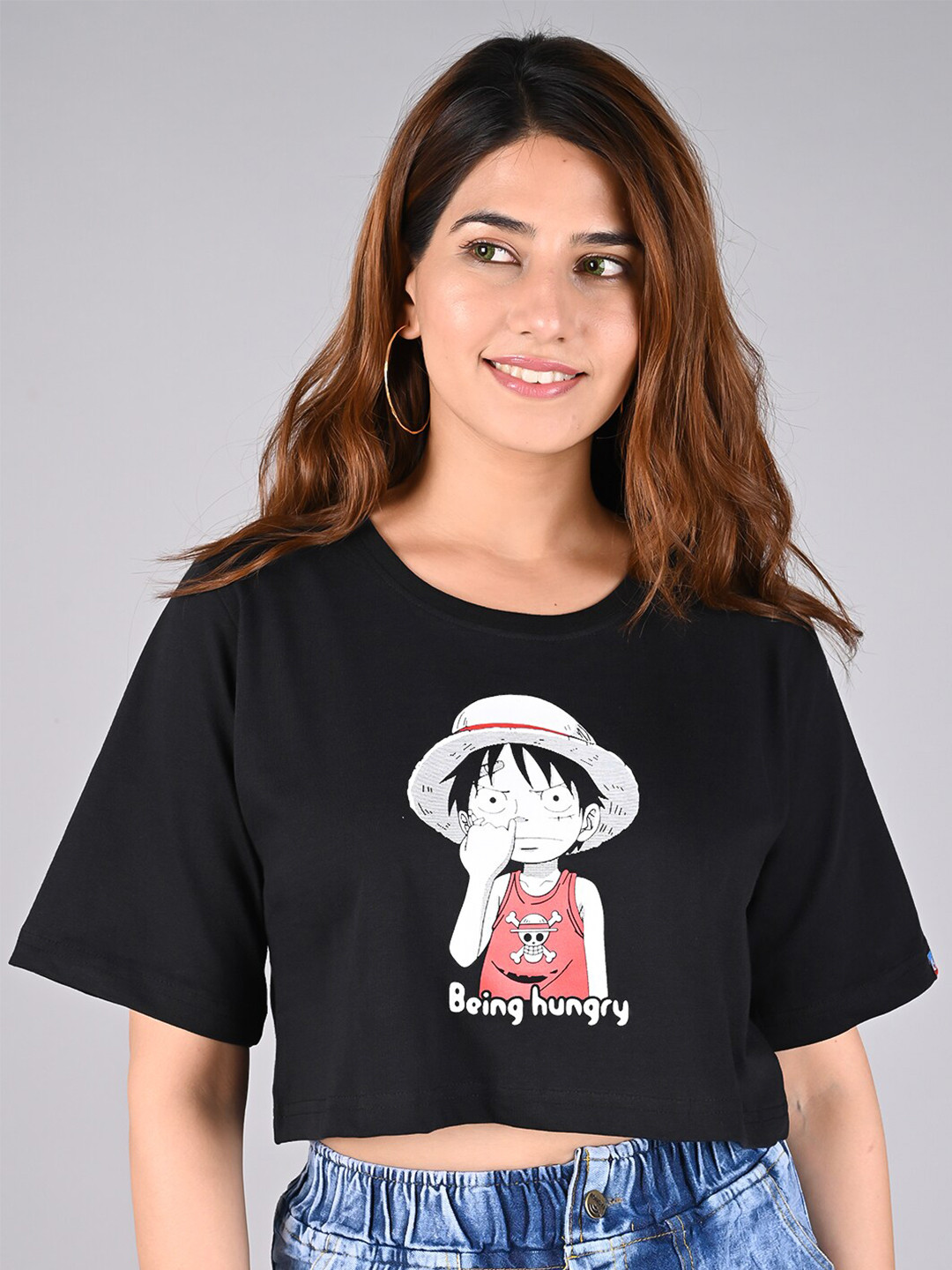 COMICSENSE Anime One Piece Printed Boxy Cotton Crop Top