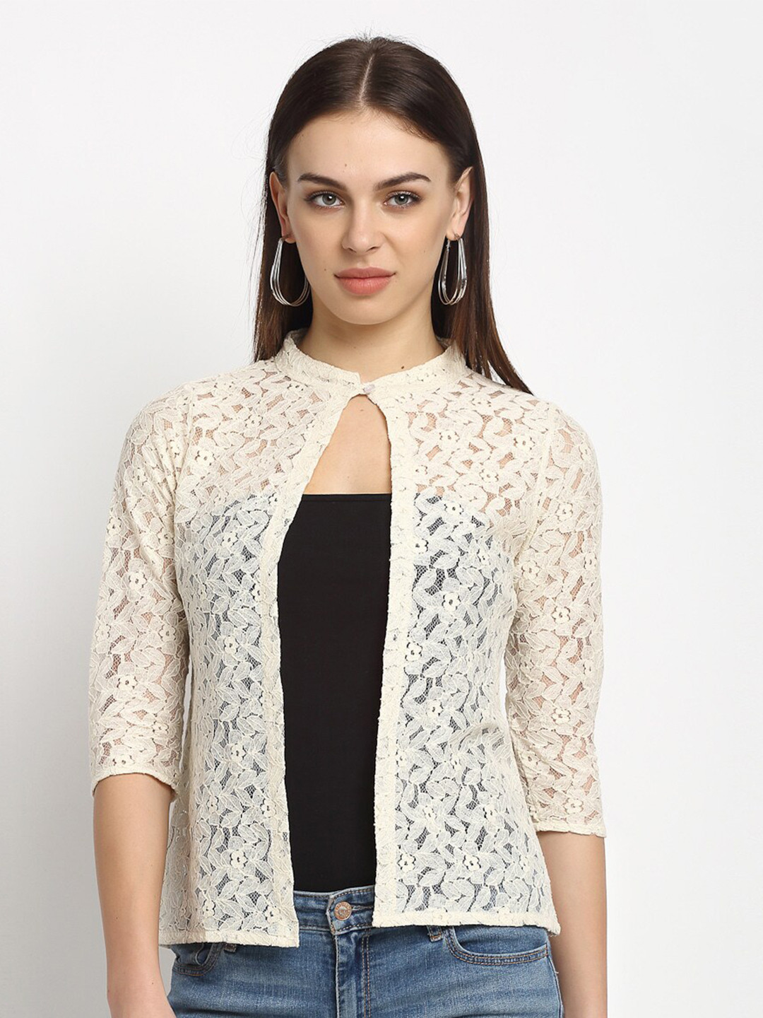 Rute Women Self Design Cotton Button Shrug