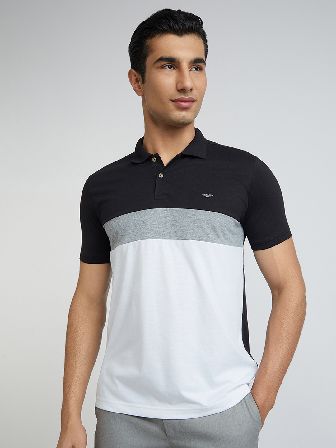 Park Avenue Colourblocked Polo Collar Slim Fit T-shirt