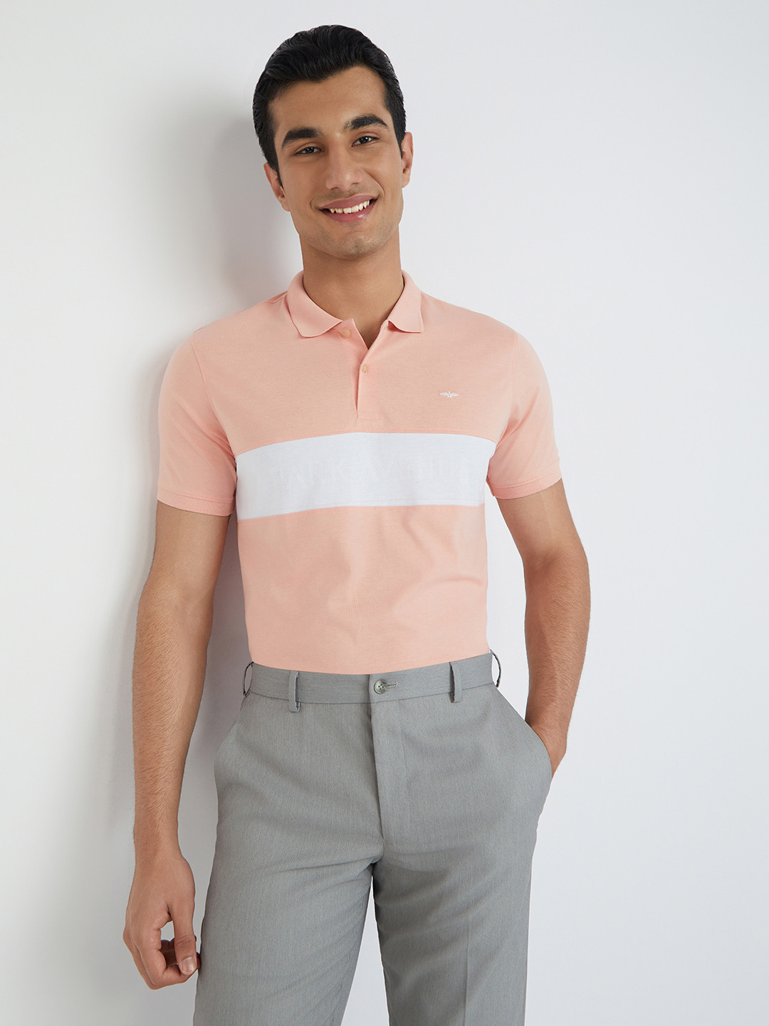 Park Avenue Striped Slim Fit Polo Collar T-shirt