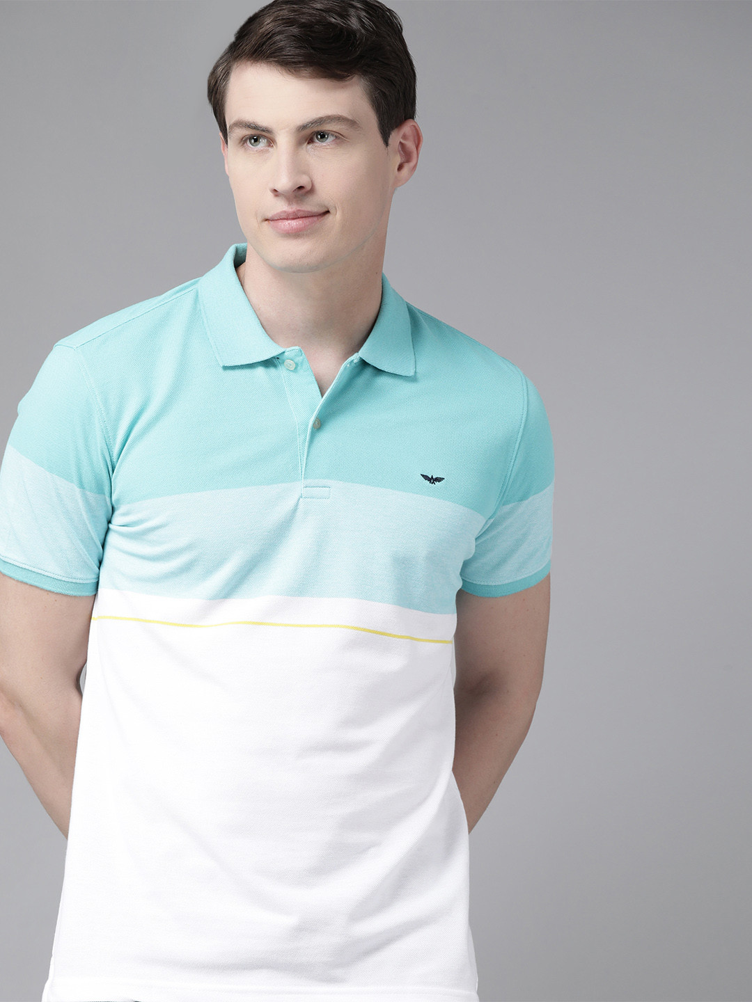 Park Avenue Colourblocked Polo Collar Slim Fit T-shirt