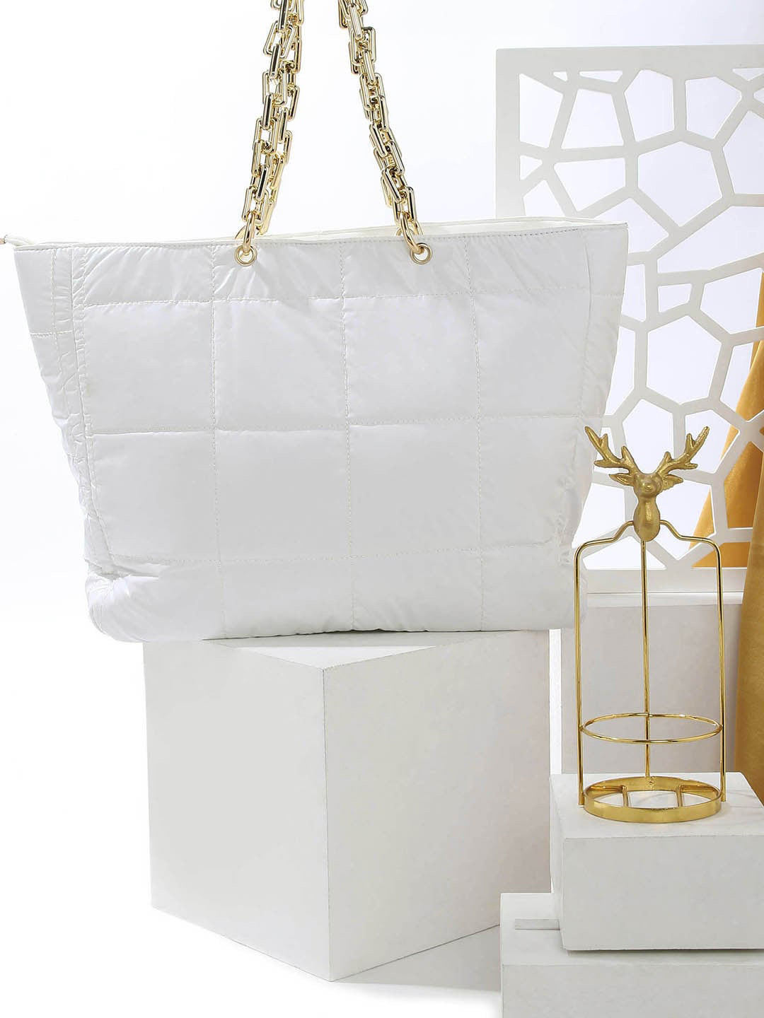 HAUTE SAUCE  Textured Oversized Structured Tote Bag With Quilted