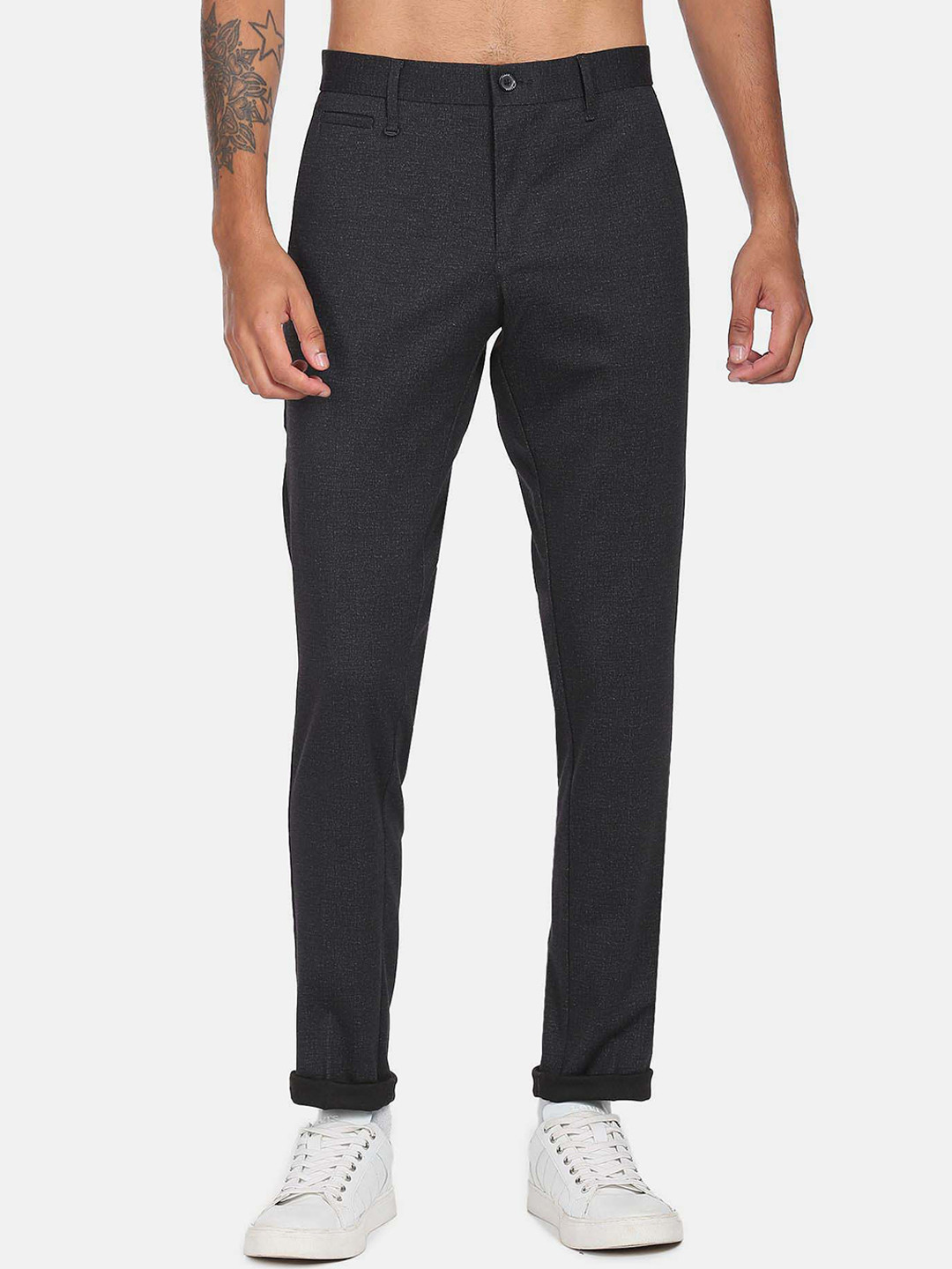 Flying Machine Men Black Slim Fit Trousers