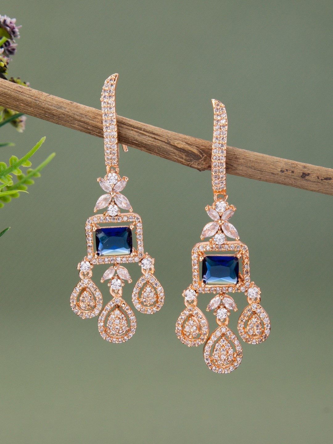 Vita Bella Rose Gold Plated Contemporary Drop Earrings