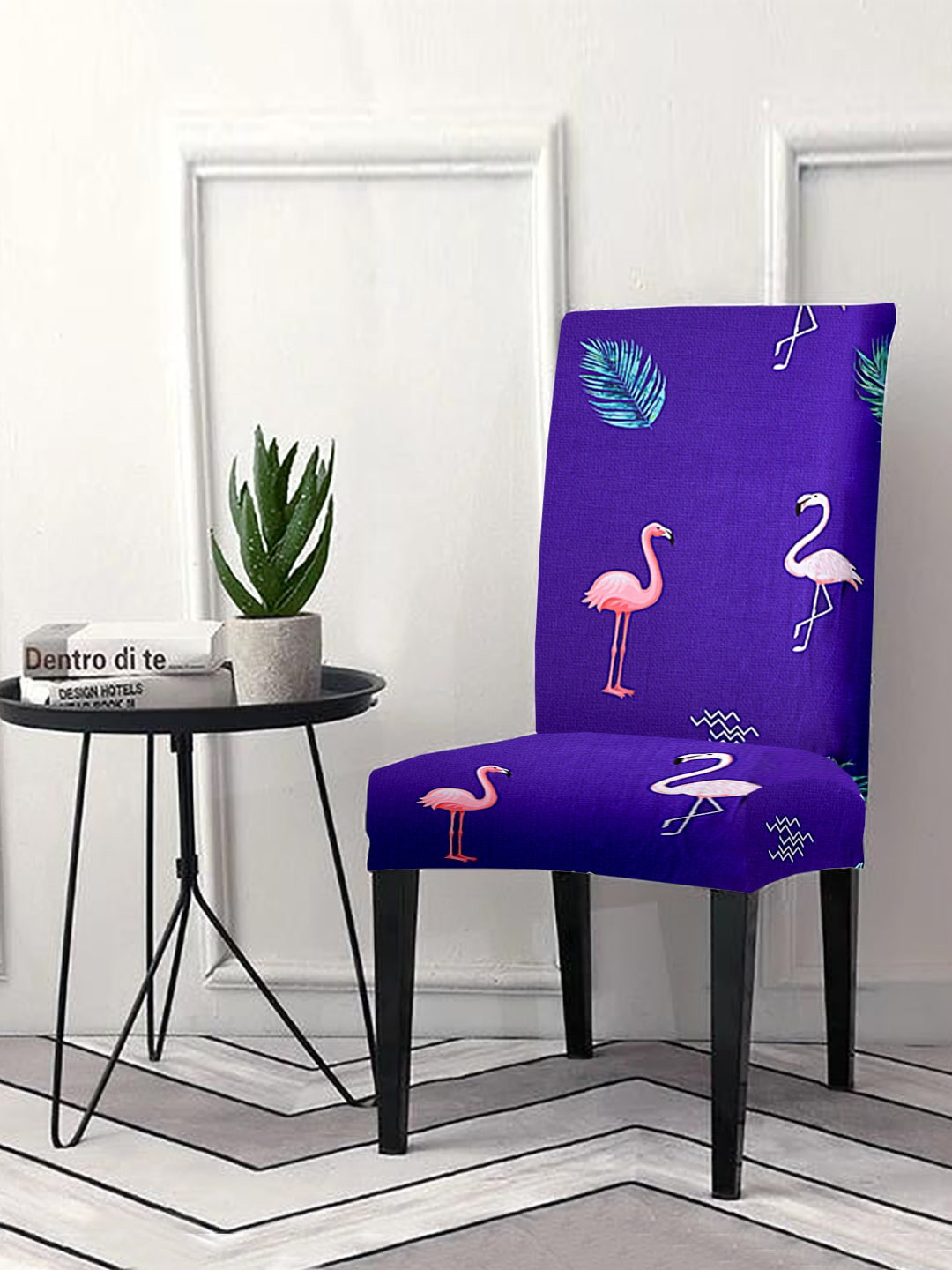 Cortina Blue & Pink Flamingo Printed Chair Cover