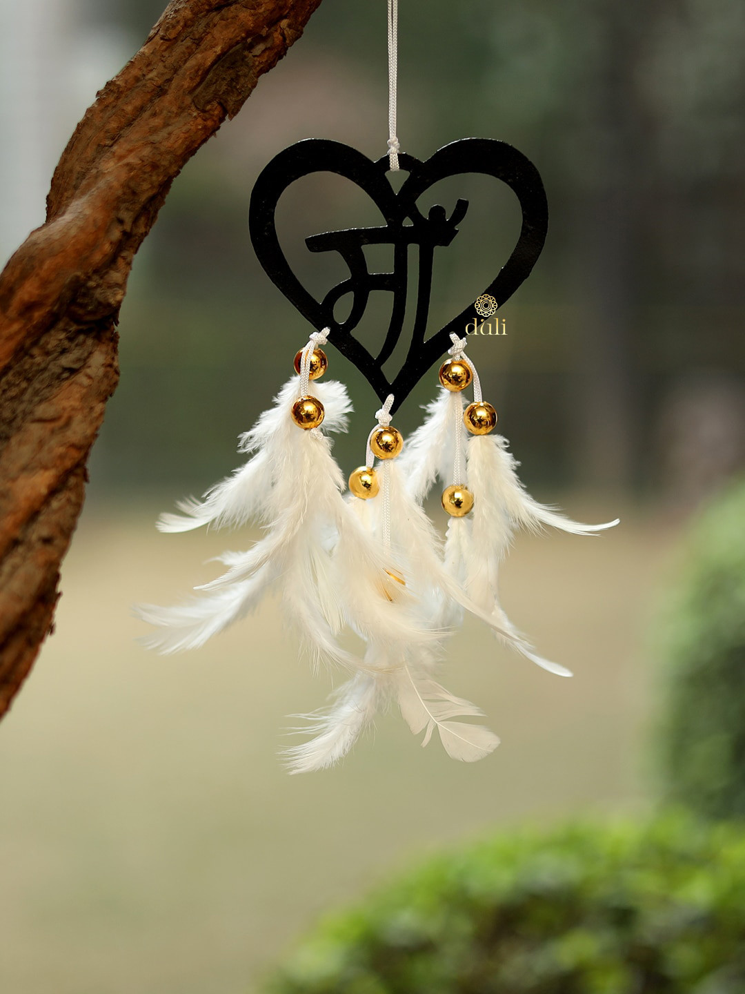 DULI Black & White Maa Dreamcatcher With Feathers Car Hanging