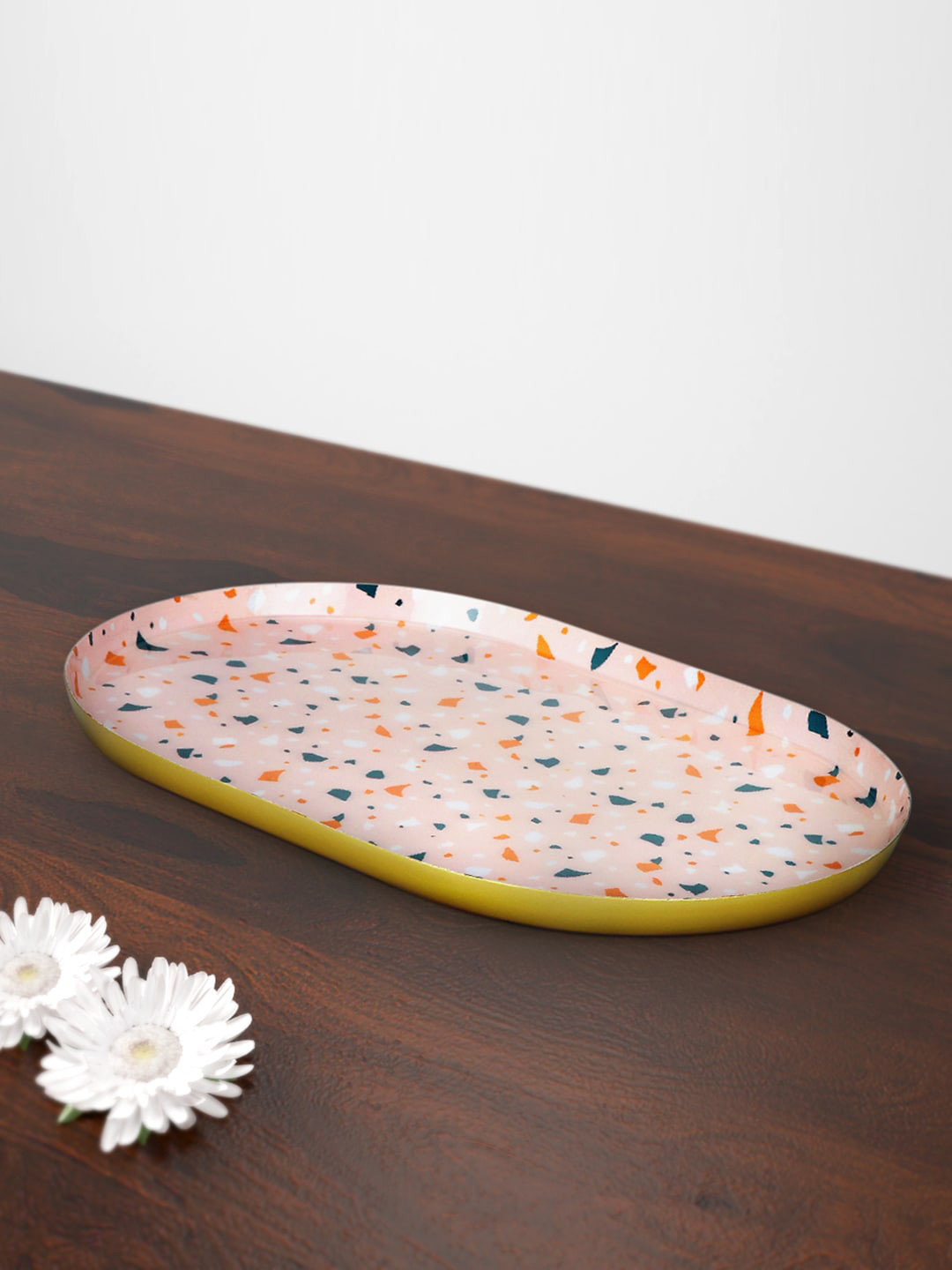 Living scapes by Pantaloons Pink & Blue Printed Serving Platter