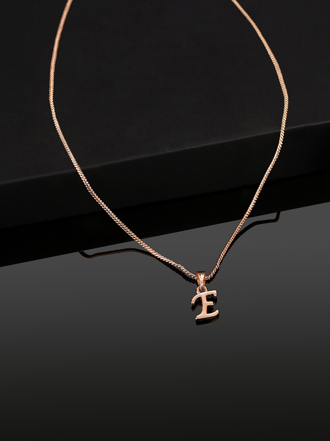 Estele Rose-Gold-Plated E-Letter Charm Alloy Pendant With Chain