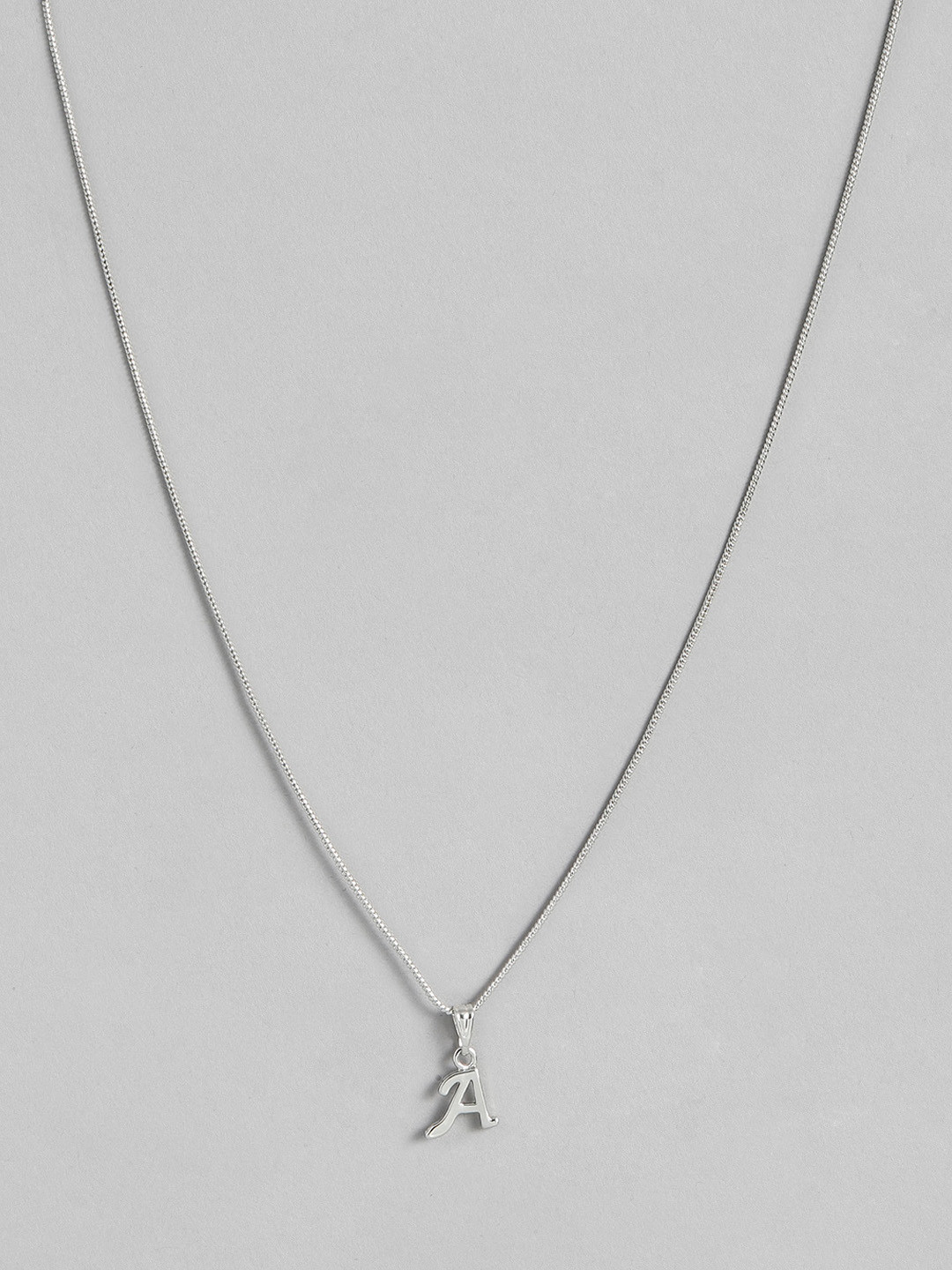 Estele Rhodium-Plated Initial A Pendant With Chain