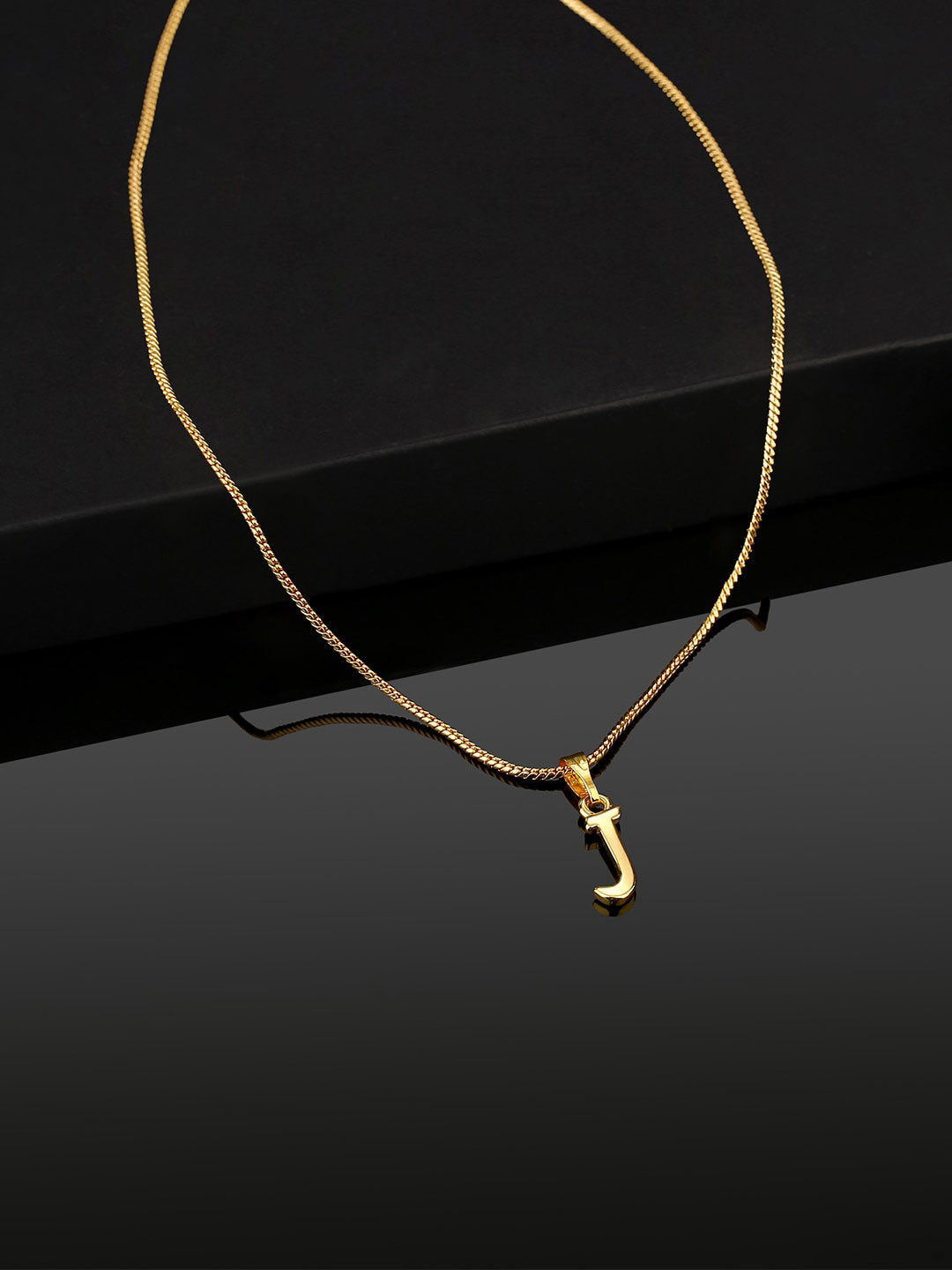 Estele Gold-Plated J-Letter Charm Alloy Pendant With Chain
