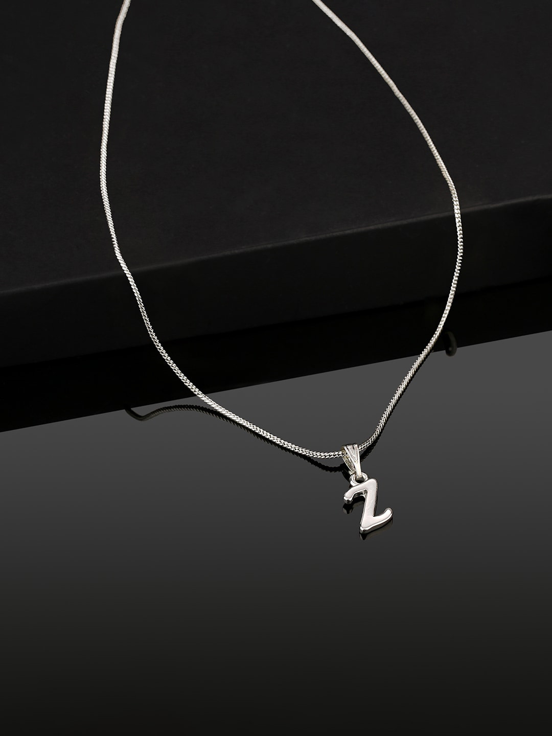 Estele Rhodium-Plated Initial Z Pendant With Chain