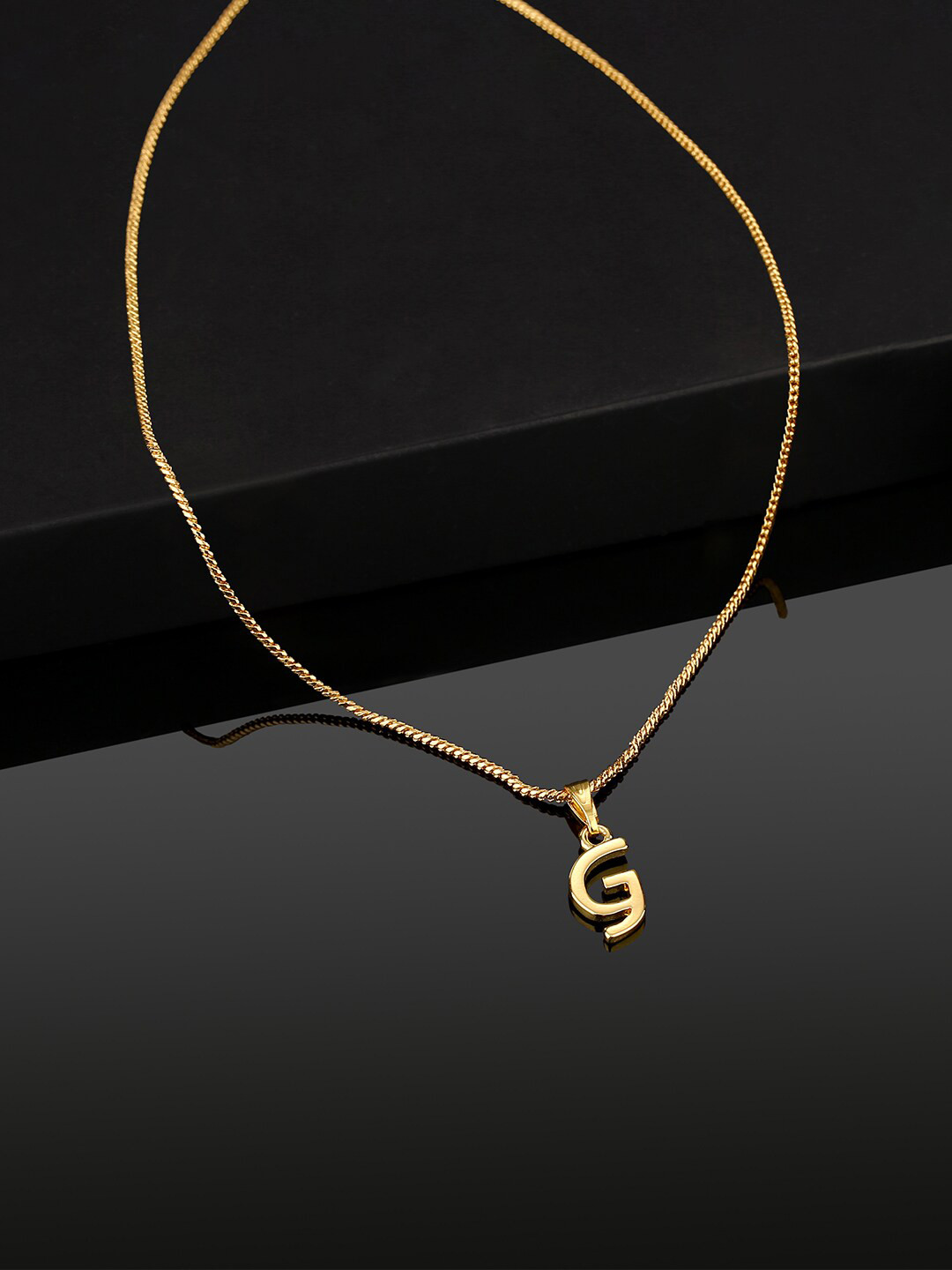 Estele Gold-Plated G-Alphabet Charm Pendant With Chain