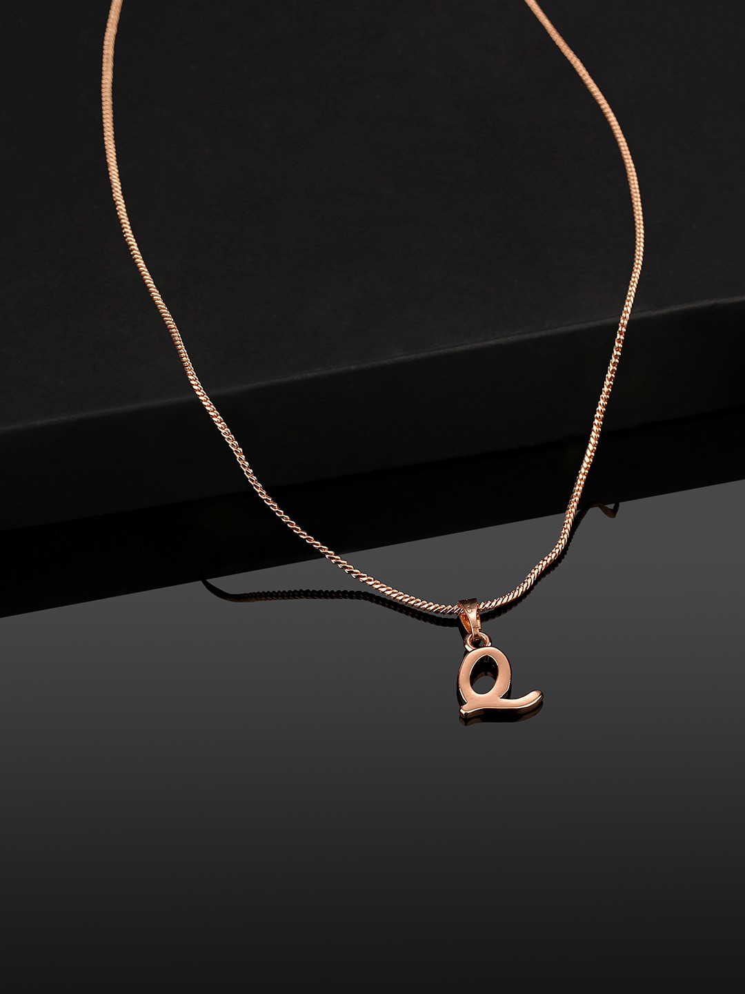 Estele Rose Gold-Plated Initial Q Pendant With Chain