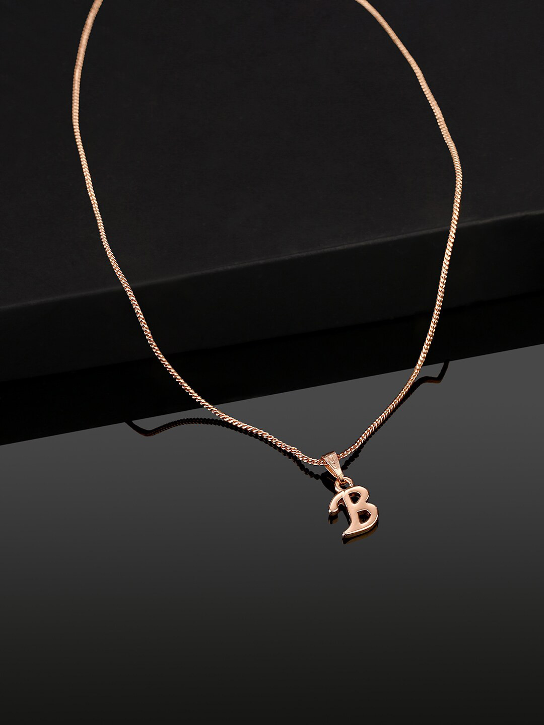 Estele Rose Gold-Plated J-Letter Charm Alloy Pendant With Chain