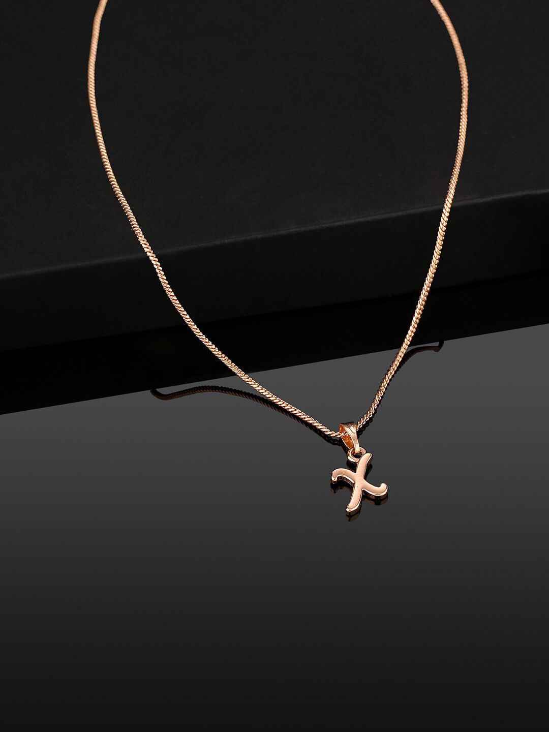 Estele Rose Gold-Plated X-Letter Charm Alloy Pendant With Chain