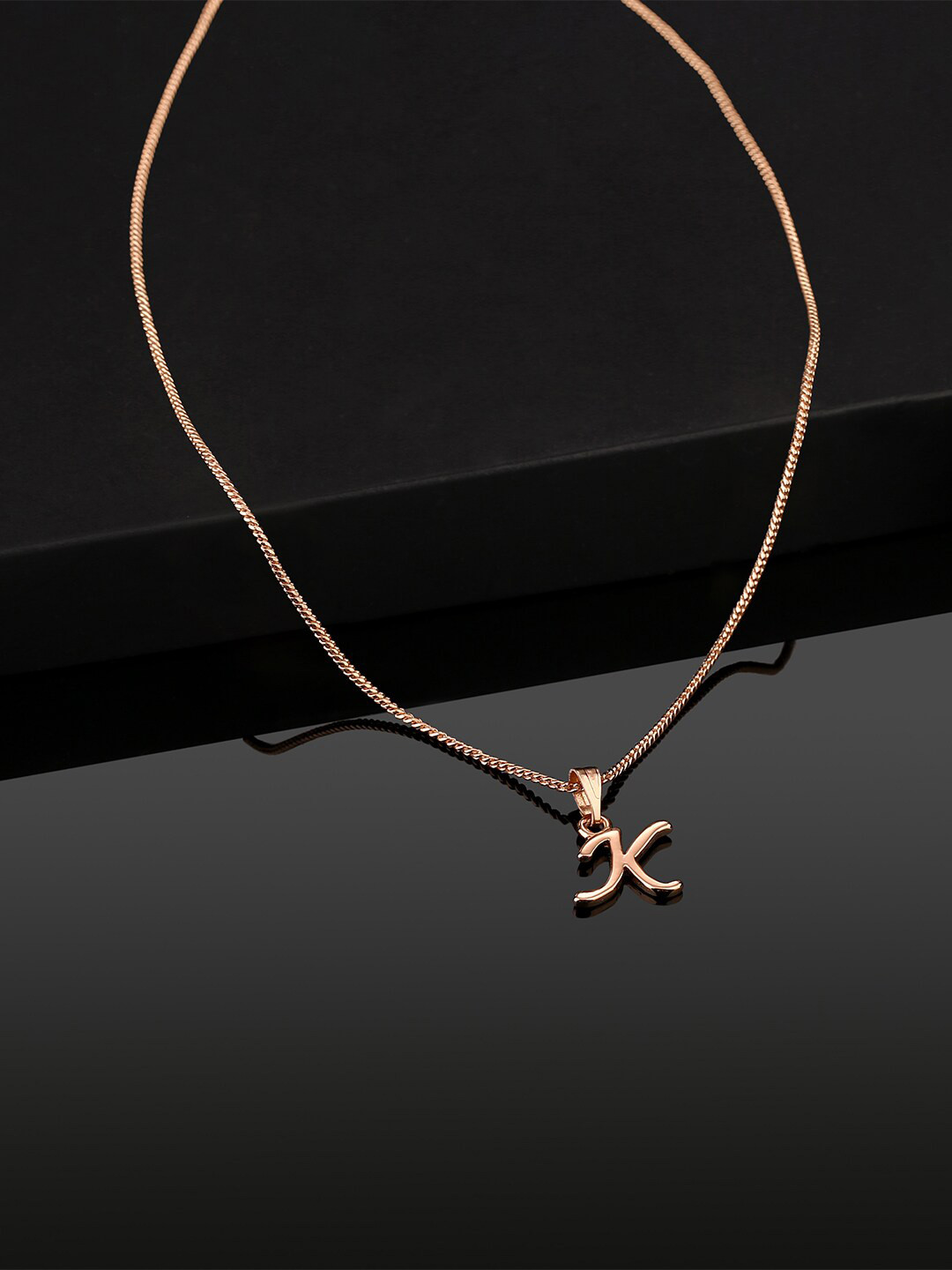 Estele Rose Gold-Plated Alphabet K Pendant With Chain