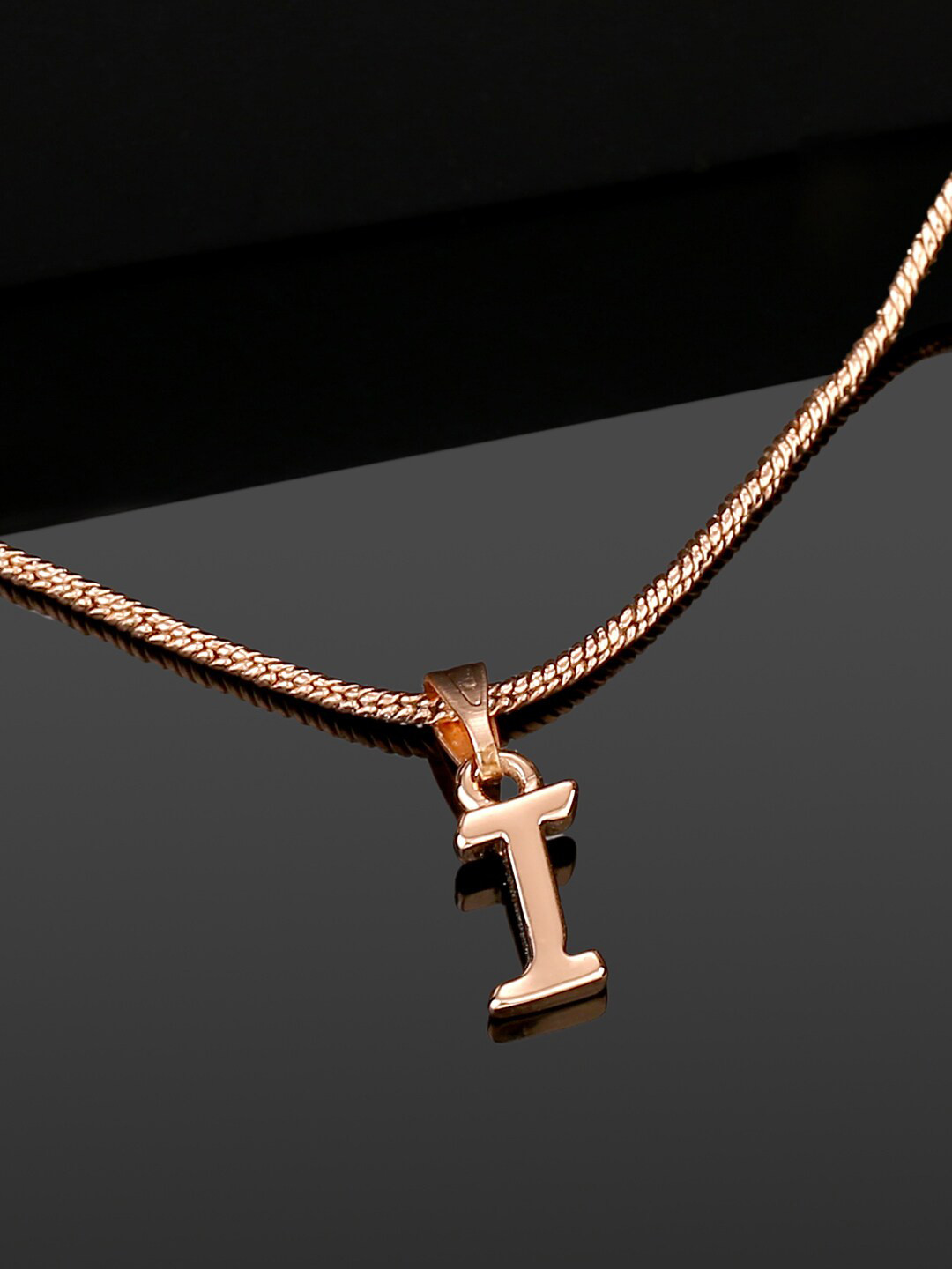Estele Rose Gold-Plated Initial I Pendant With Chain