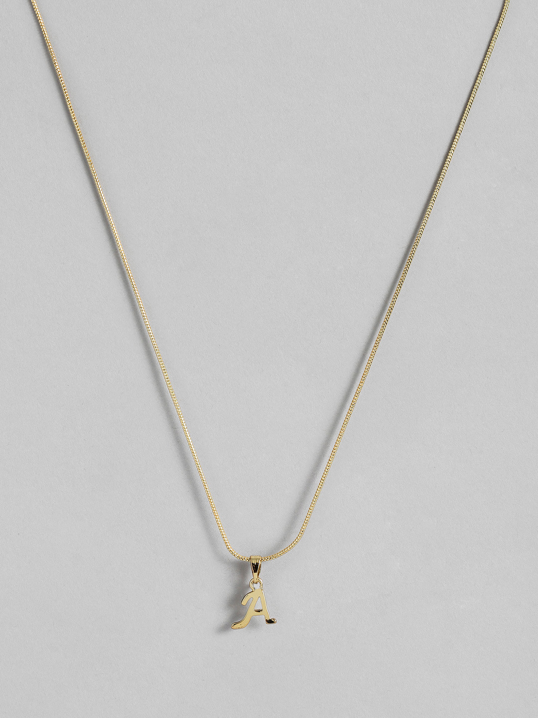 Estele Gold-Plated A-Alphabet Charm Pendant With Chain