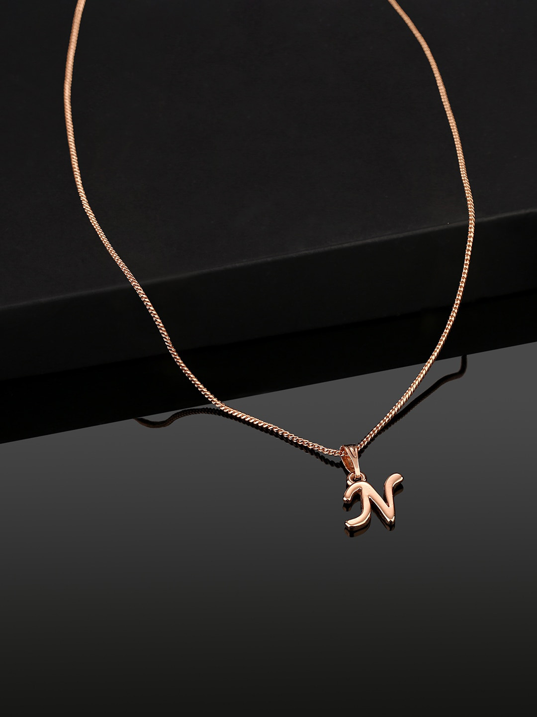 Estele Rose Gold-Plated Initial N Pendant With Chain