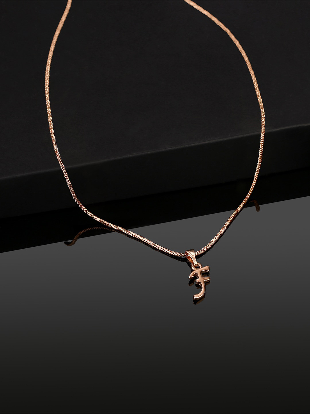 Estele Rose Gold-Plated Initial F Pendant With Chain