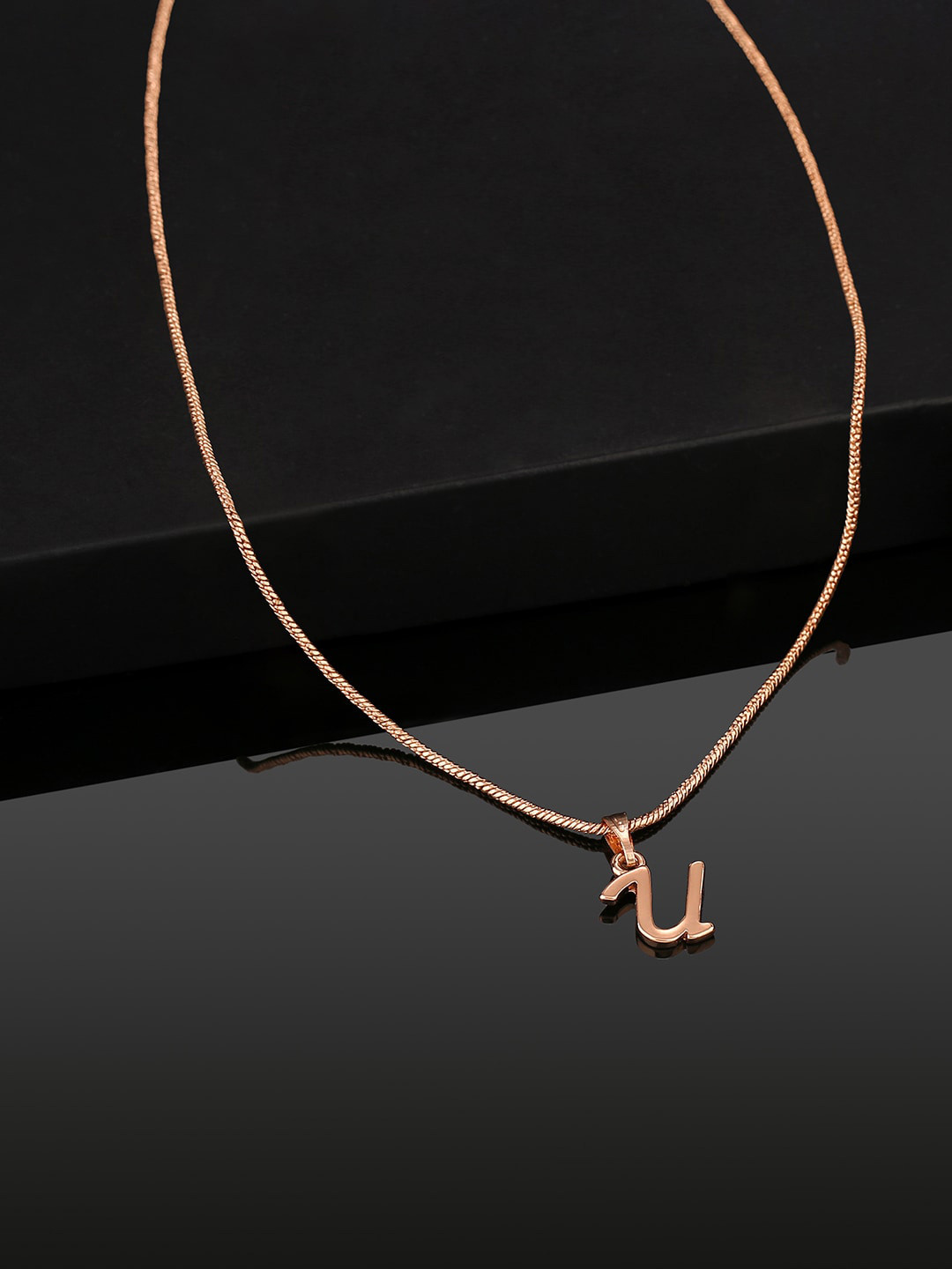 Estele Rose Gold-Plated Initial U Pendant With Chain