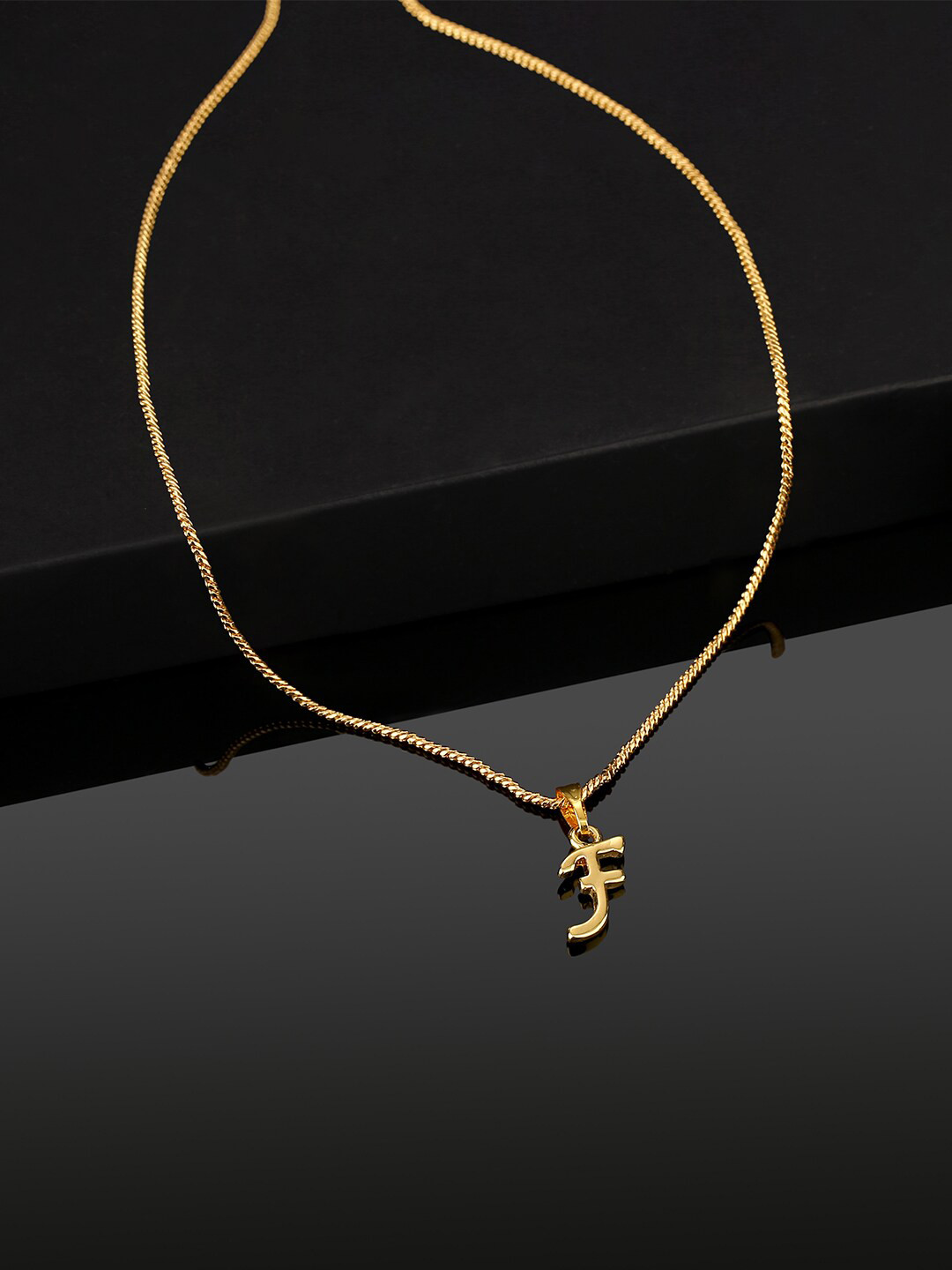 Estele Gold-Plated Initial F Pendant With Link Chain