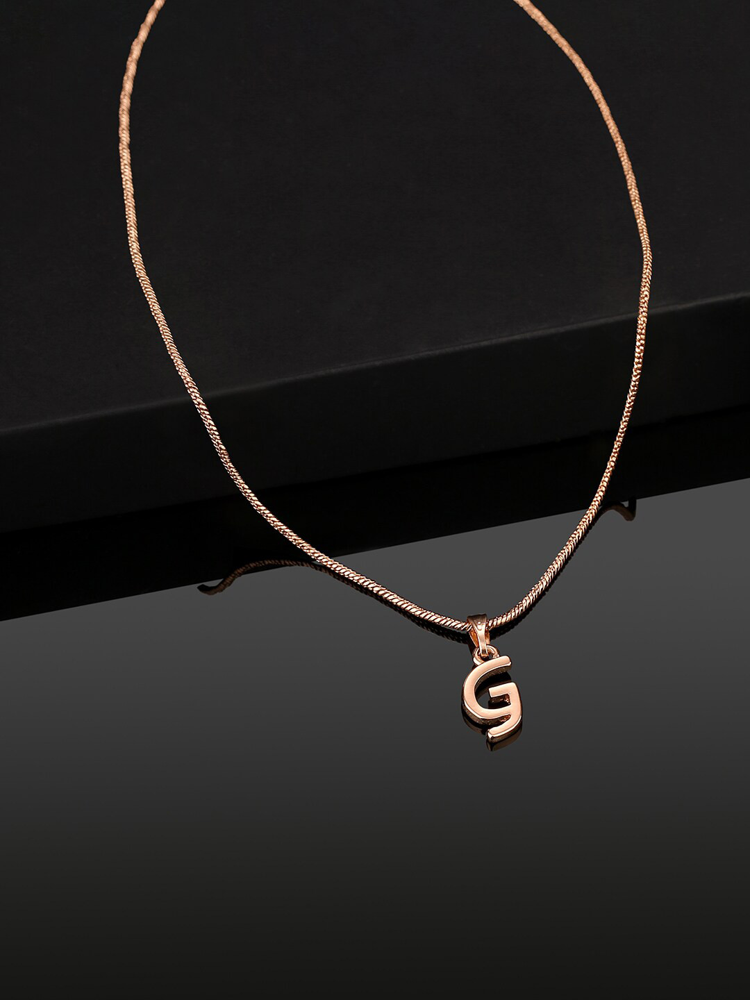 Estele Rose Gold-Plated Initial G Pendant With Chain