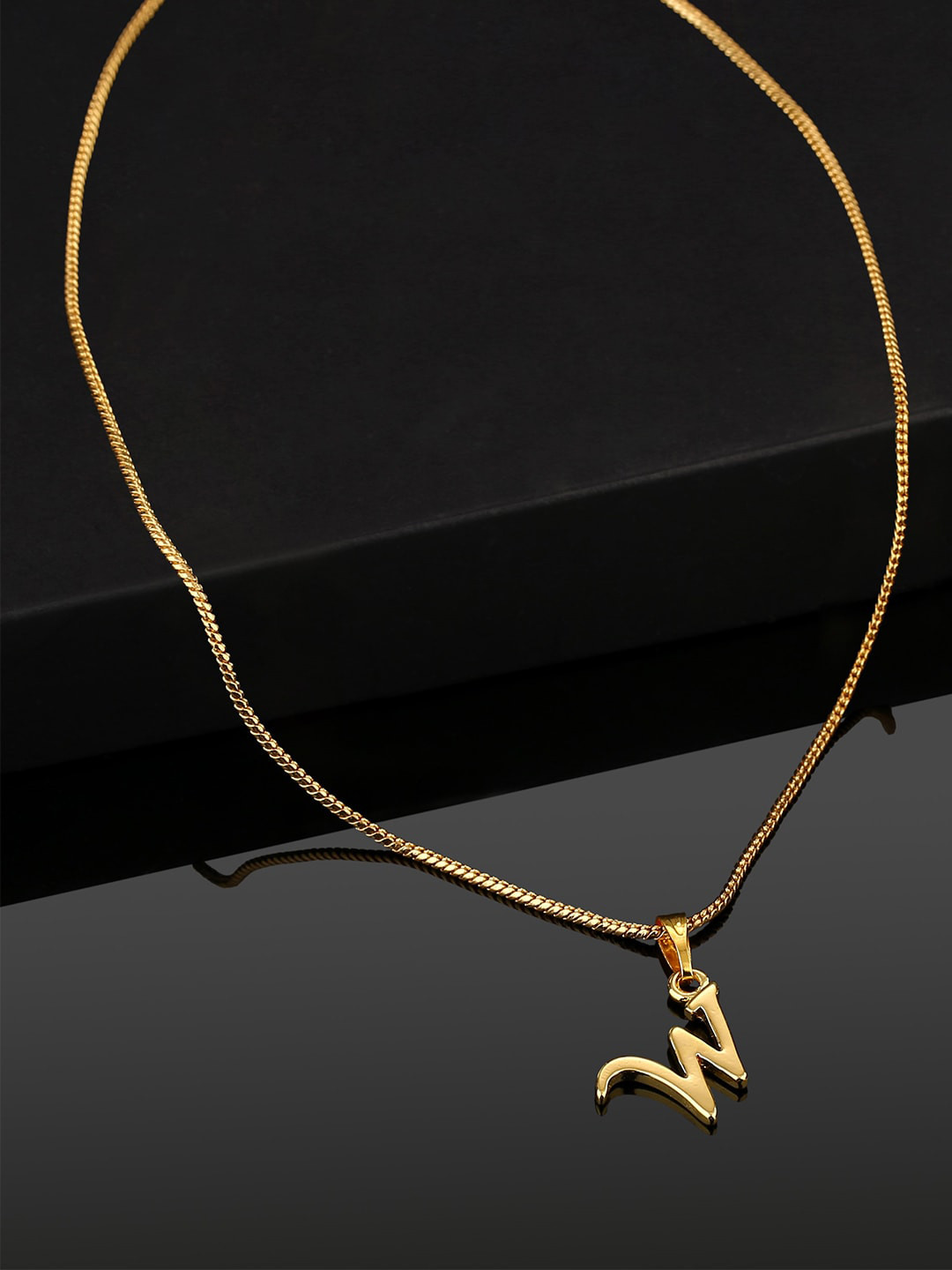 Estele Gold-Plated W-Alphabet Charm Pendant With Chain