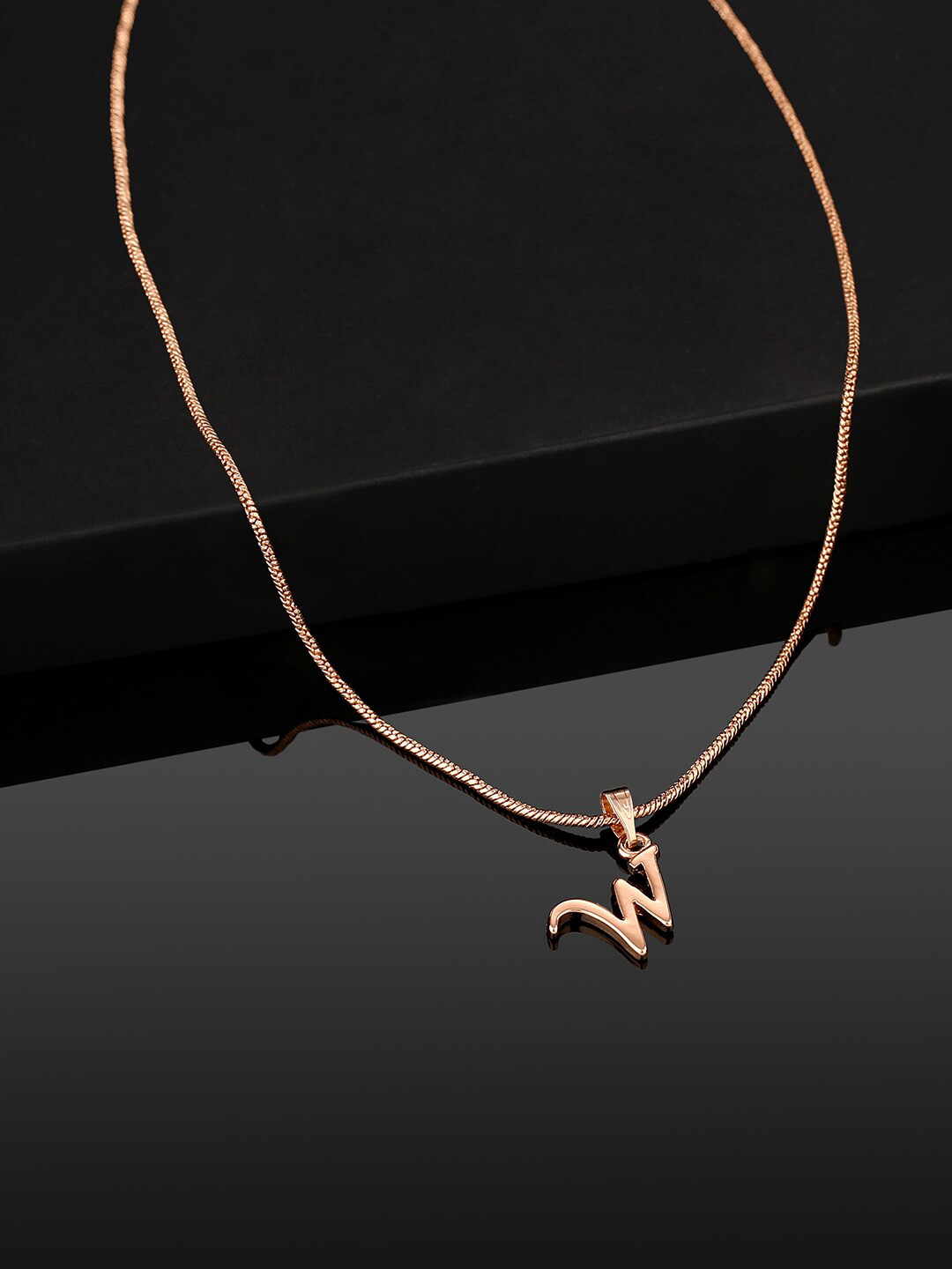Estele Rose Gold-Plated W-Shaped Pendant With Chain