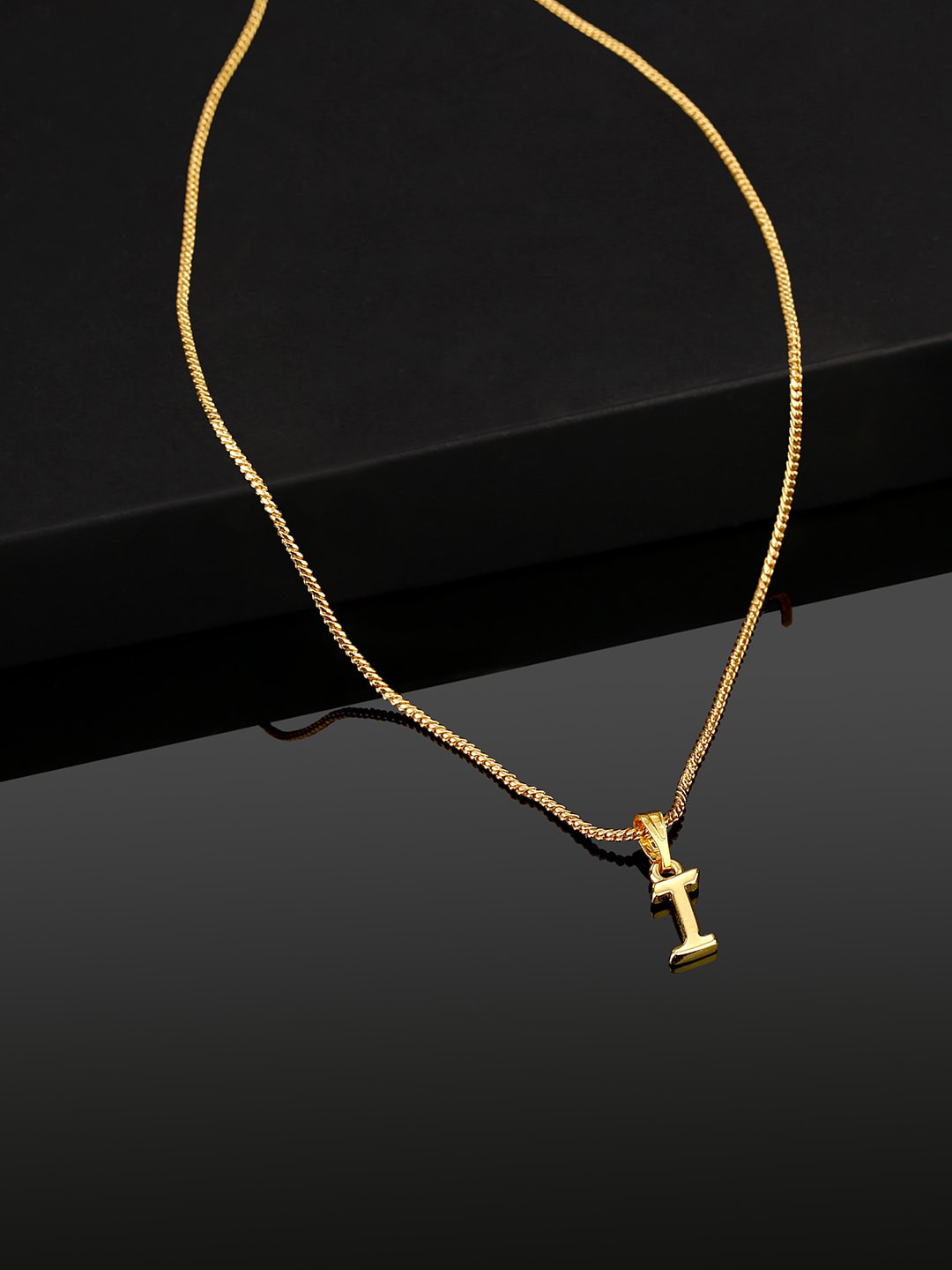 Estele Gold-Plated Initial I Pendant With Chain