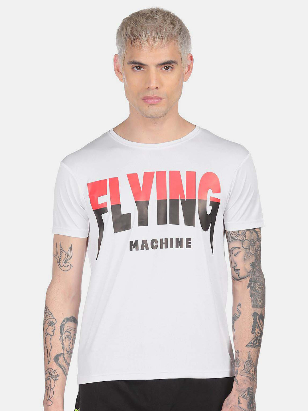 Flying Machine Typography Printed Round Neck Cotton T-shirt