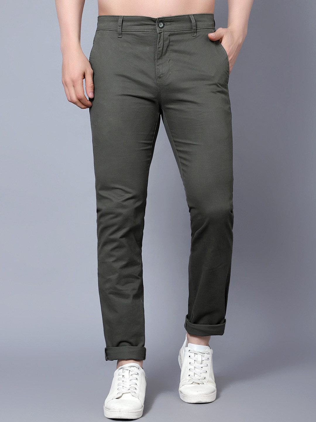 Cantabil Men Mid Rise Easy Wash Cotton Chinos Trousers